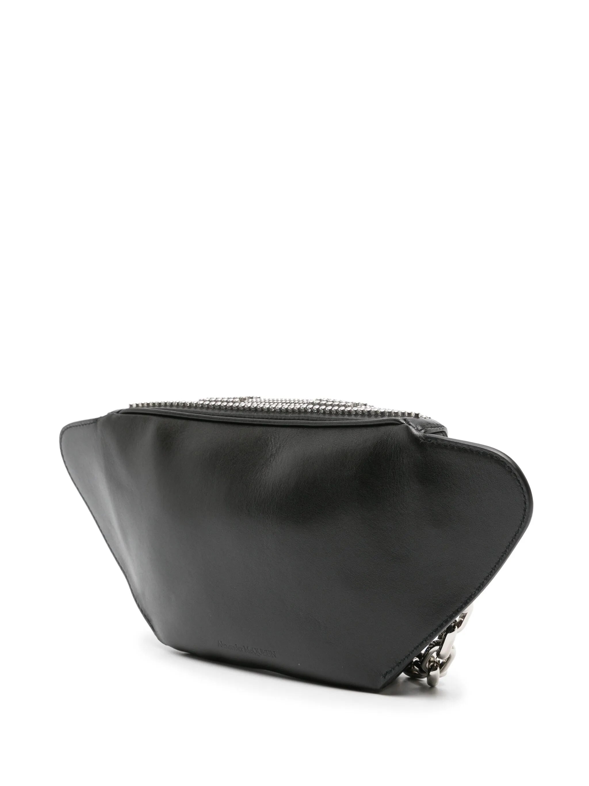 stud-embellished leather messenger bag