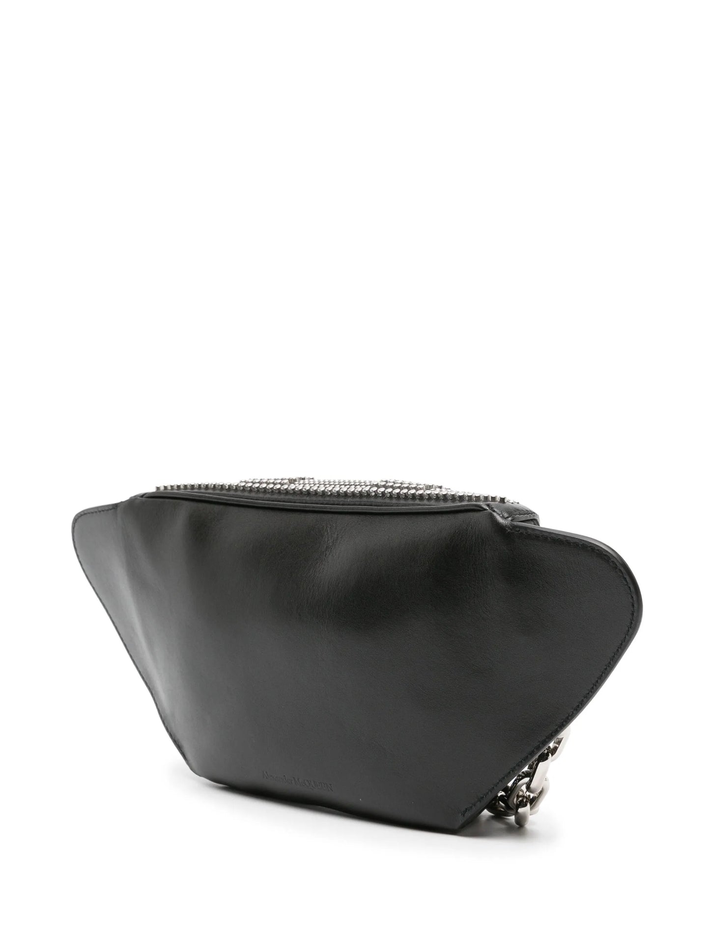 stud-embellished leather messenger bag