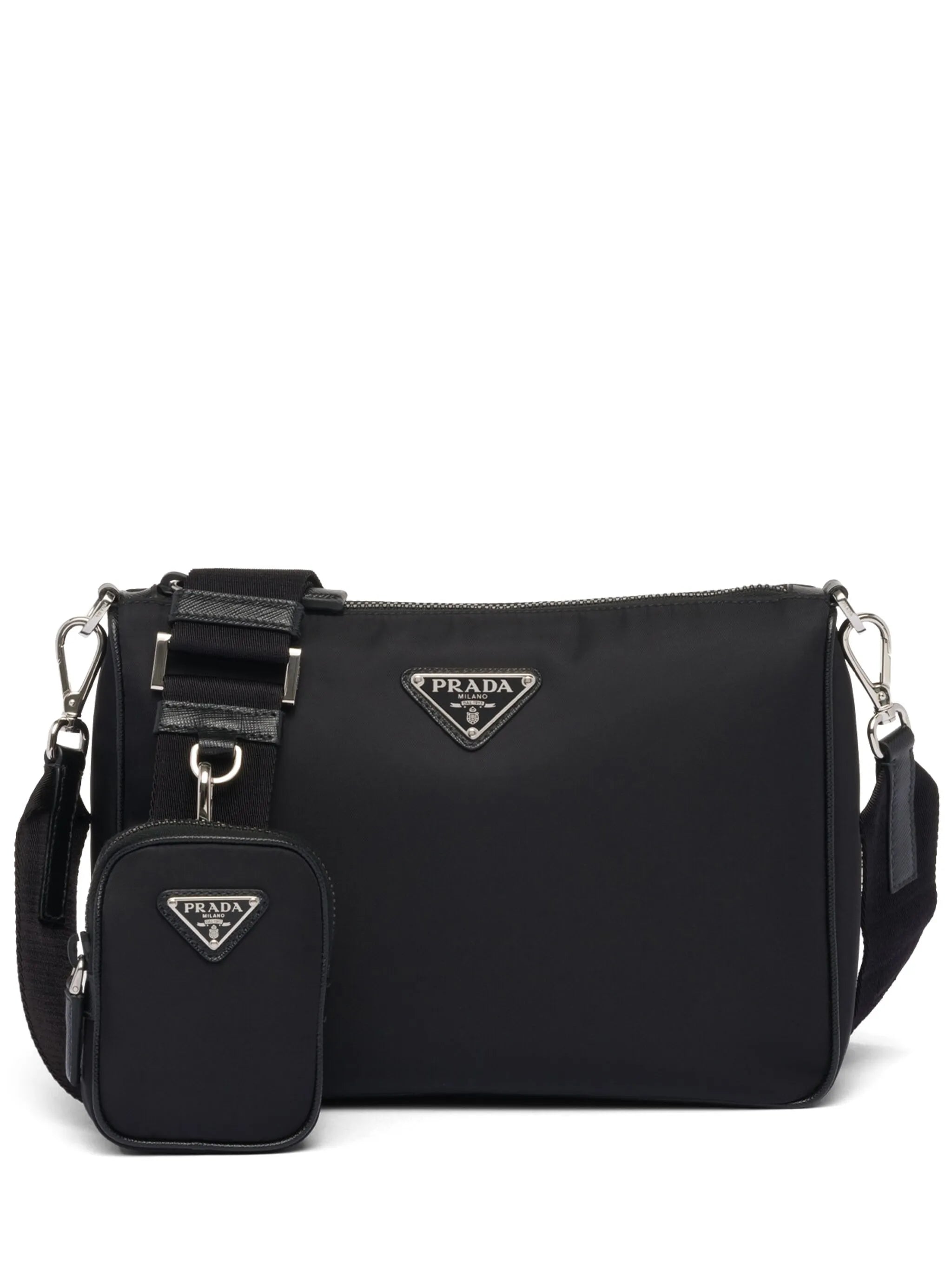 Re-nylon and Saffiano leather shoulder bag