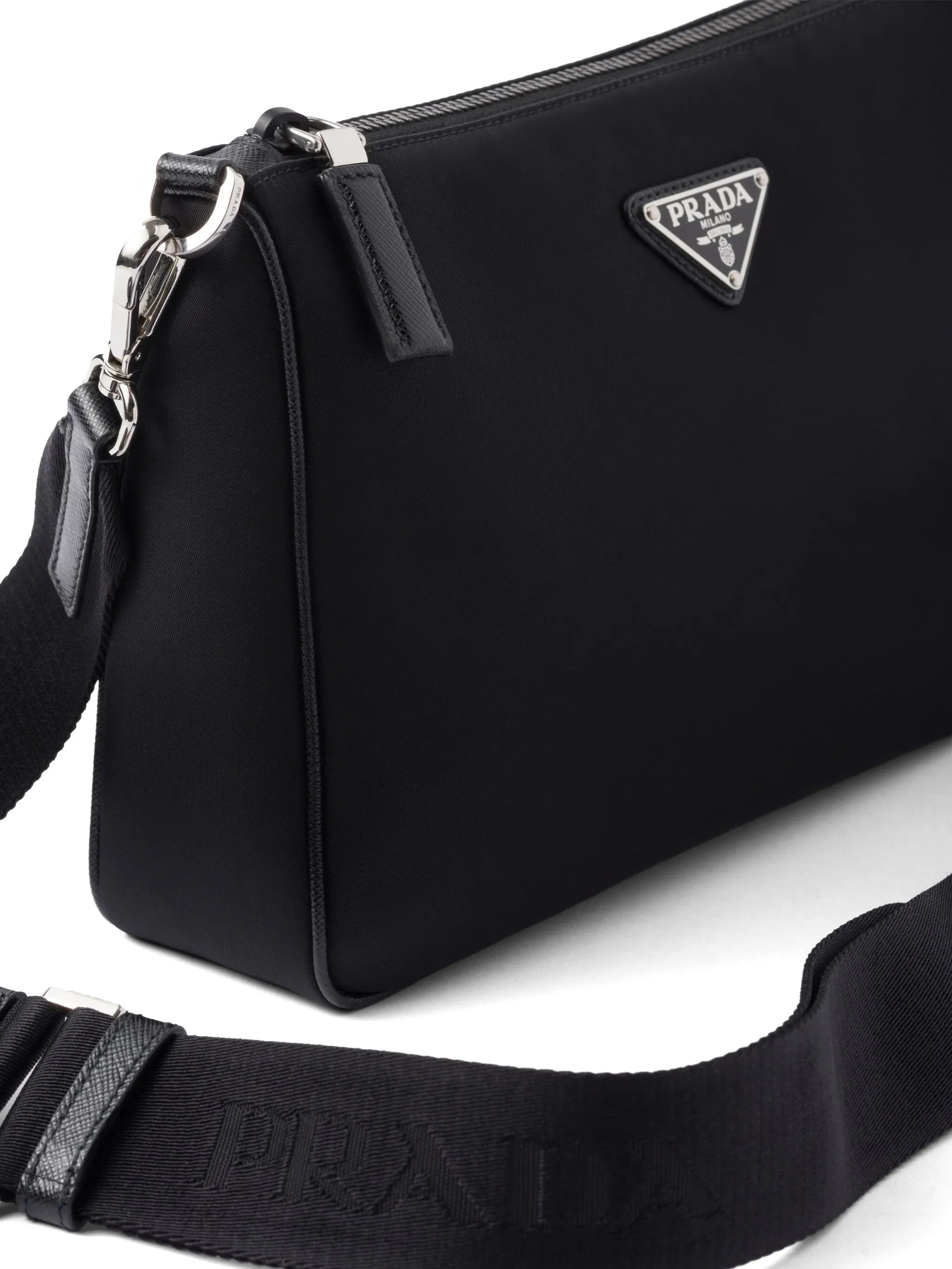 Re-Nylon and saffiano-leather shoulder bag