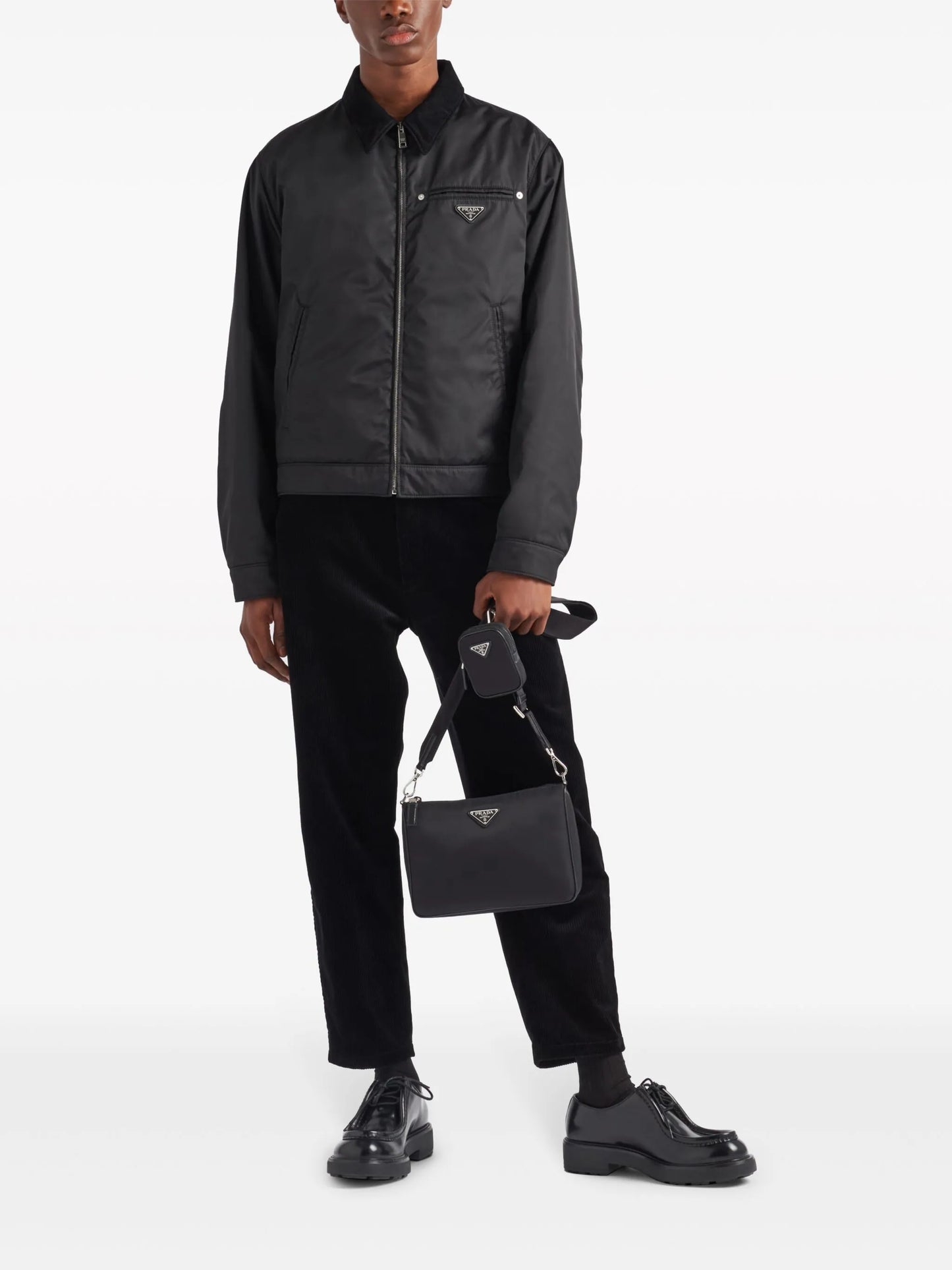 Re-nylon and Saffiano leather shoulder bag