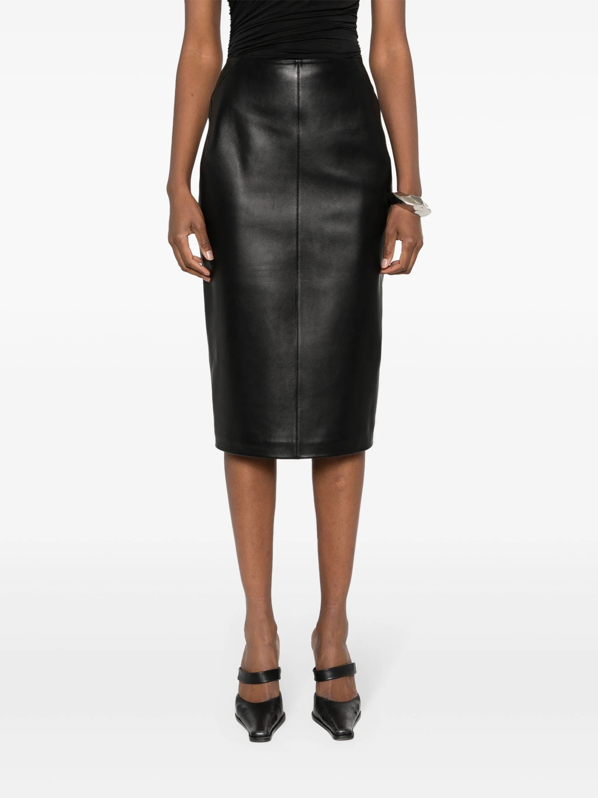 leather midi skirt