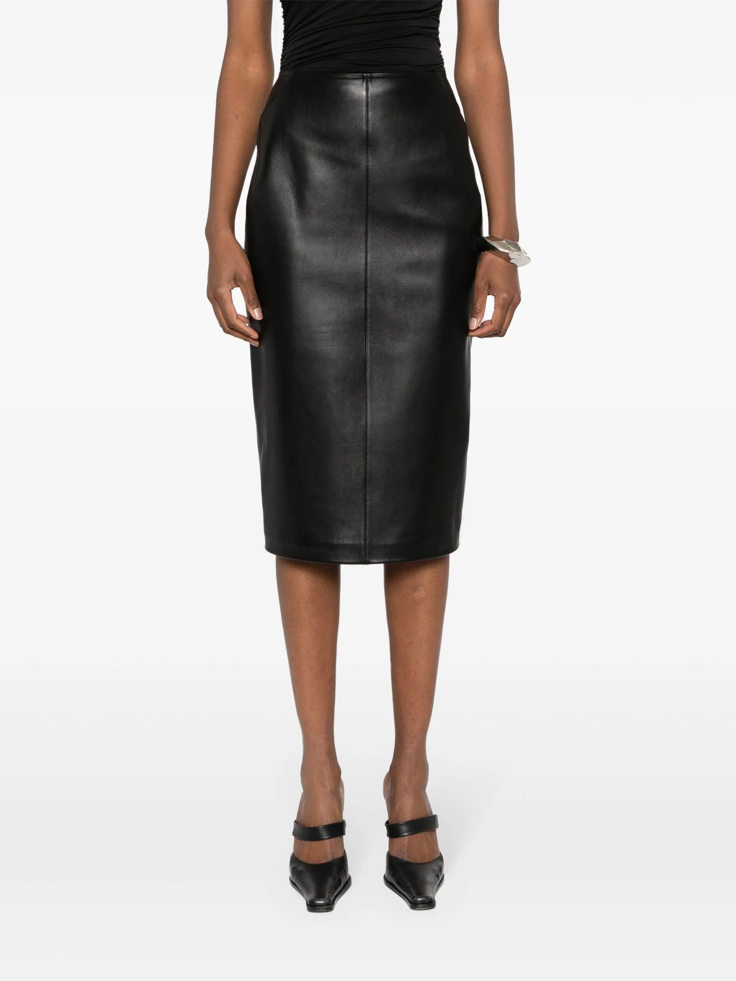 leather midi skirt