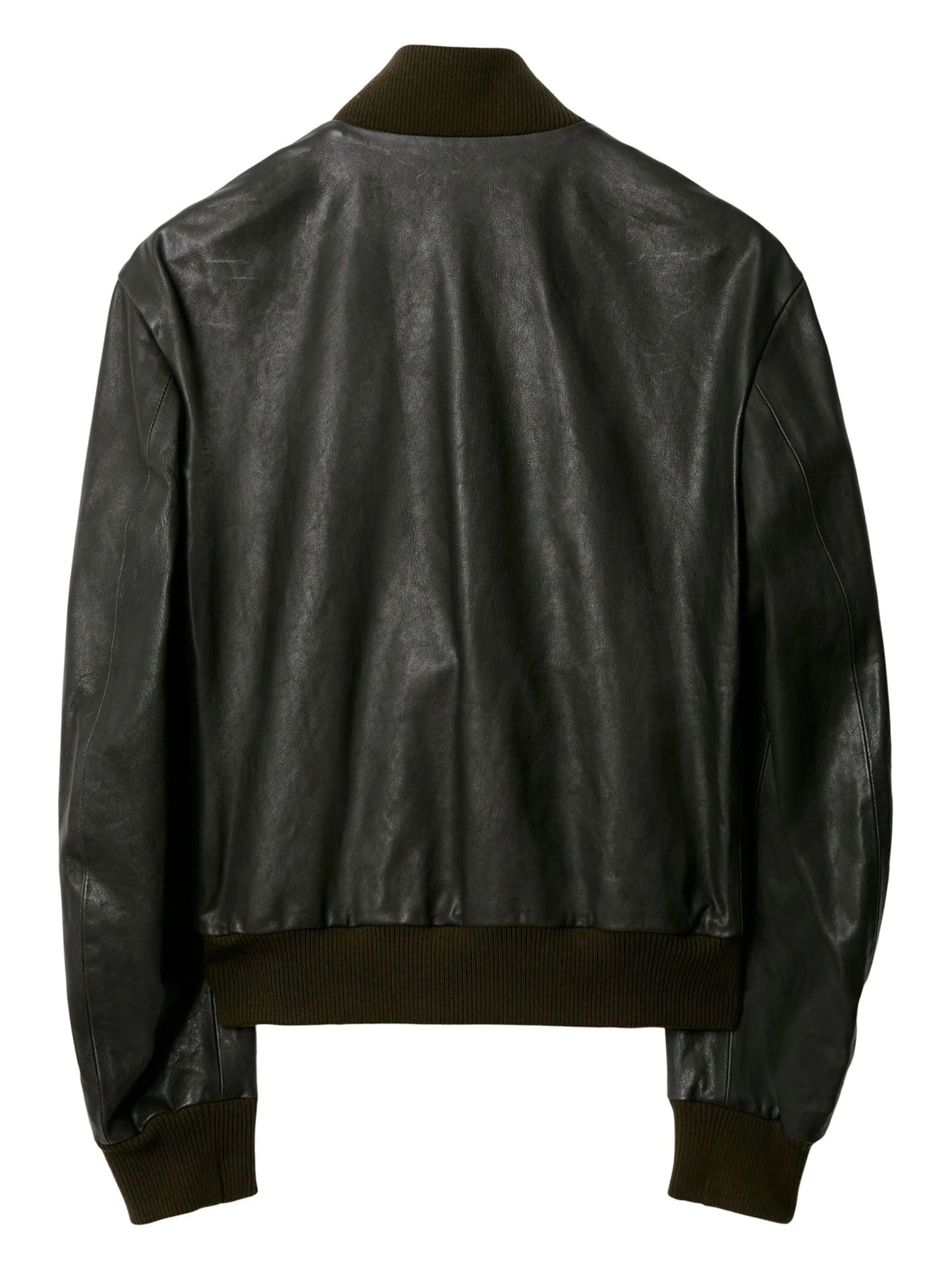 zipped leather bomber jacket