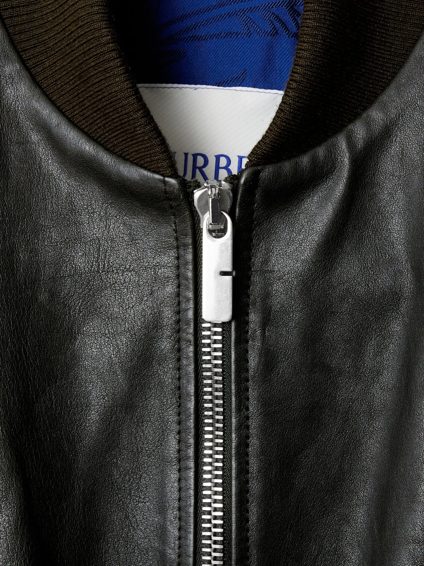 zipped leather bomber jacket