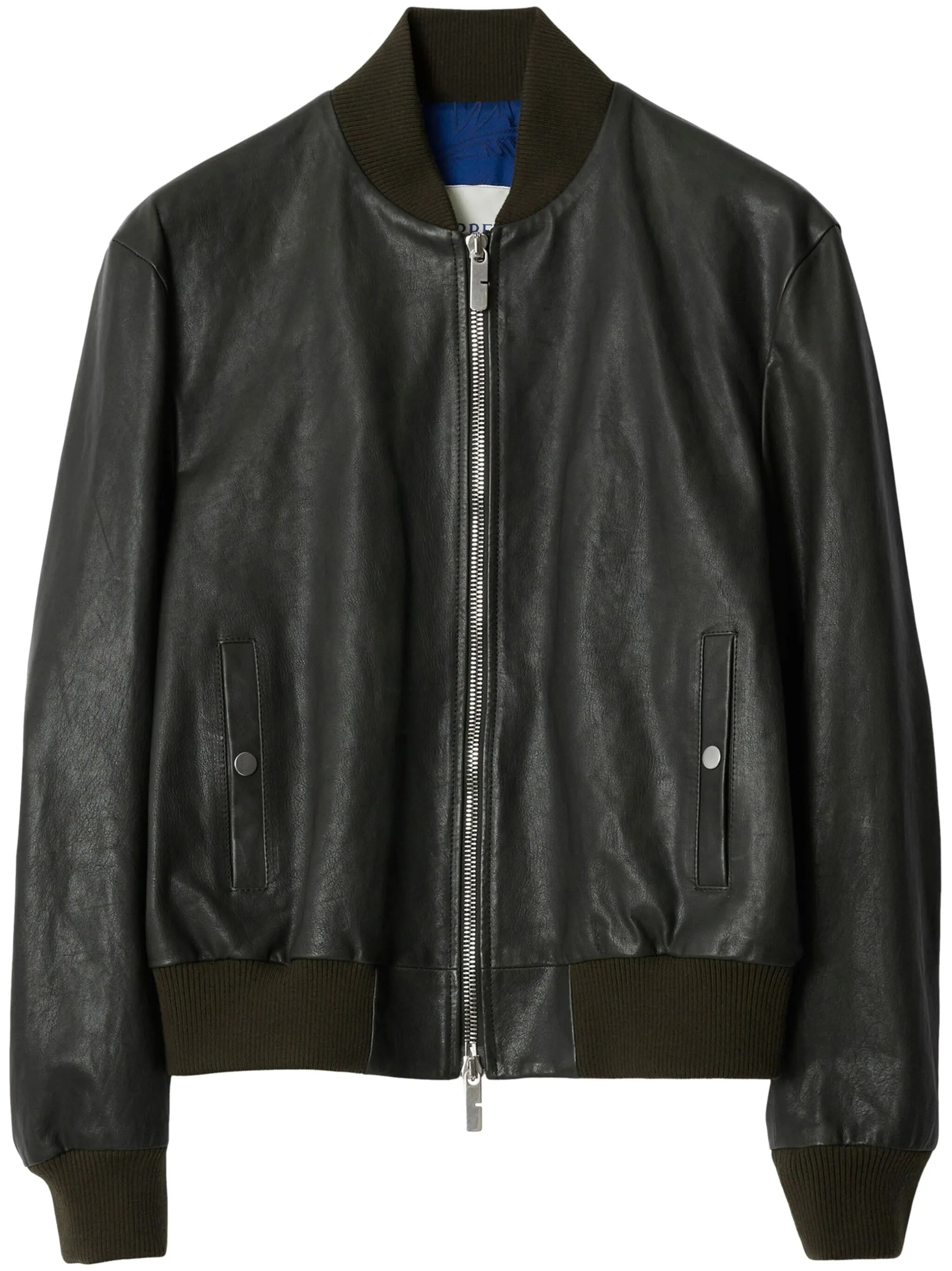 zipped leather bomber jacket