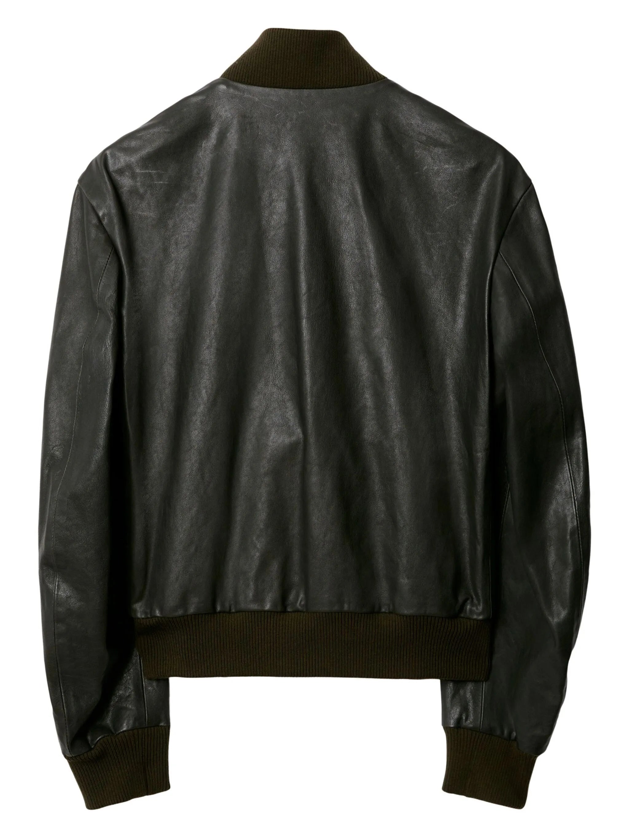 zipped leather bomber jacket