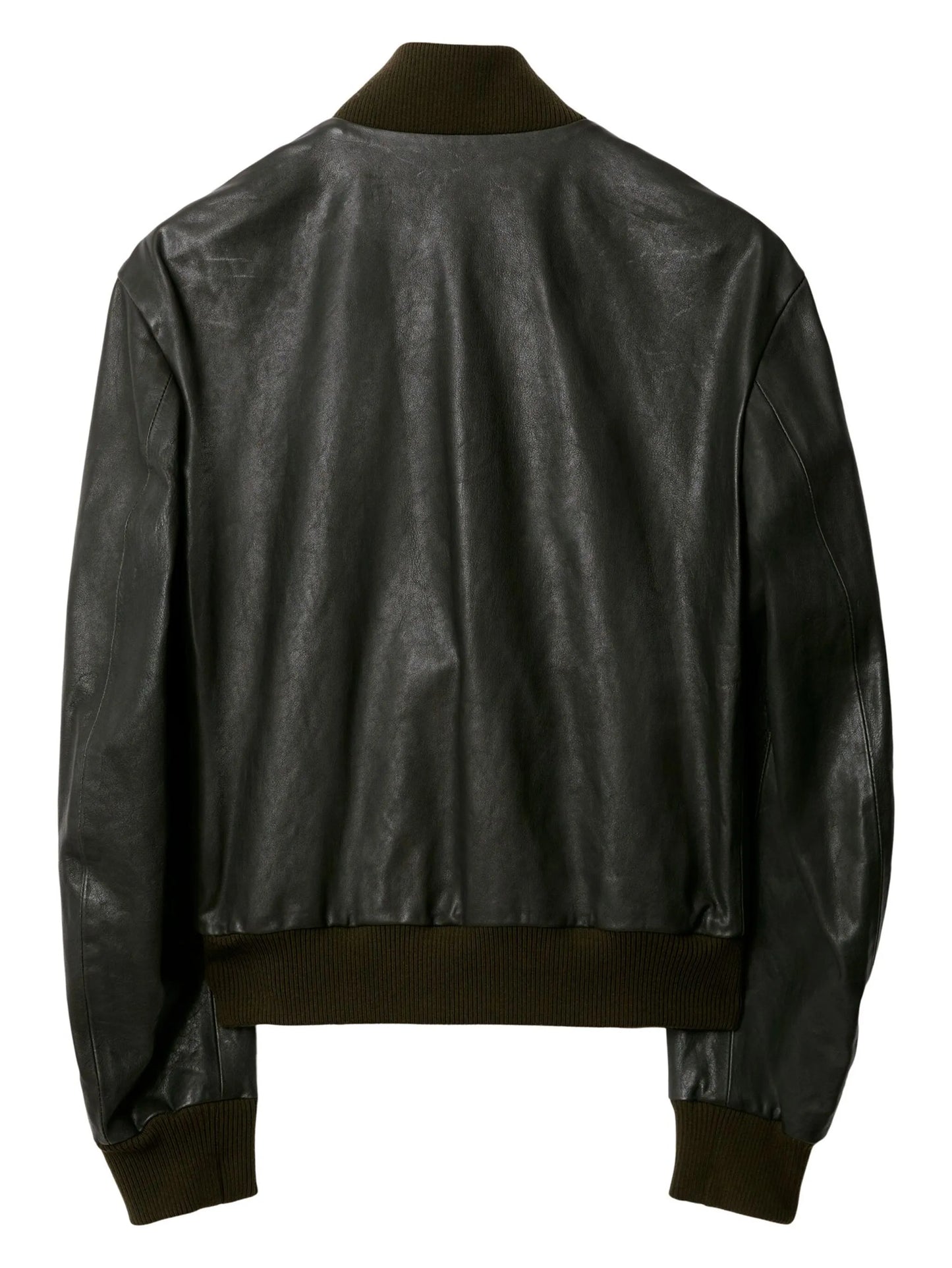 zipped leather bomber jacket
