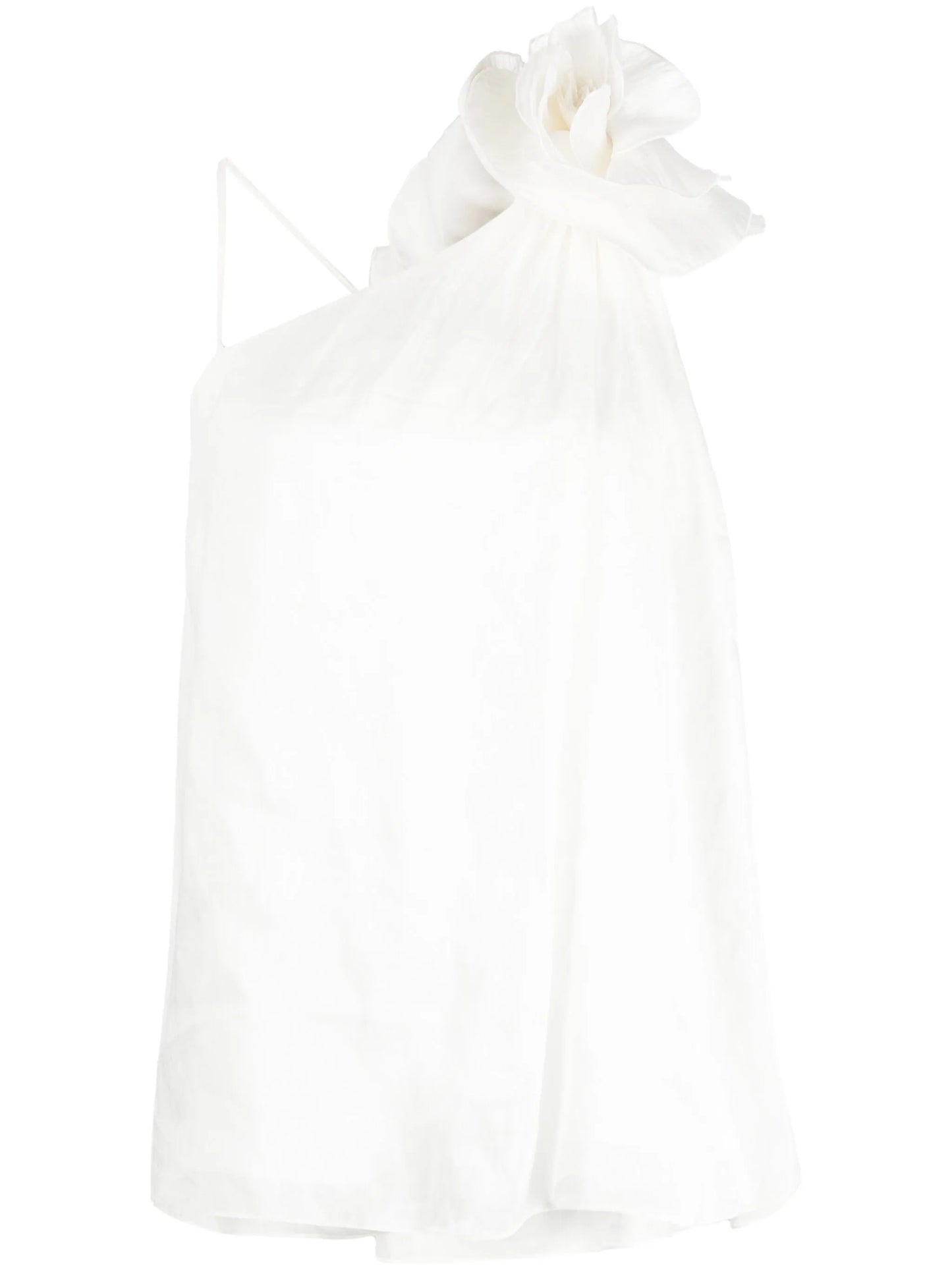 flower-detailing linen-blend top