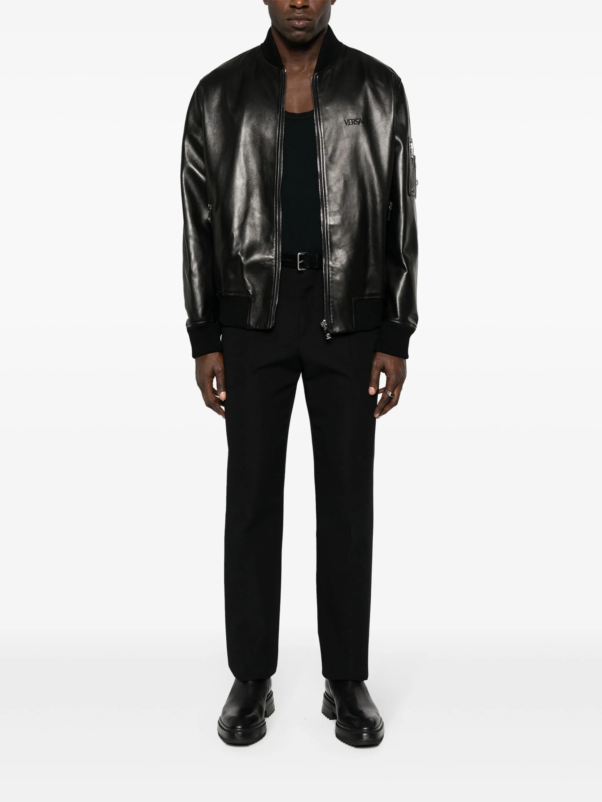 leather bomber jacket
