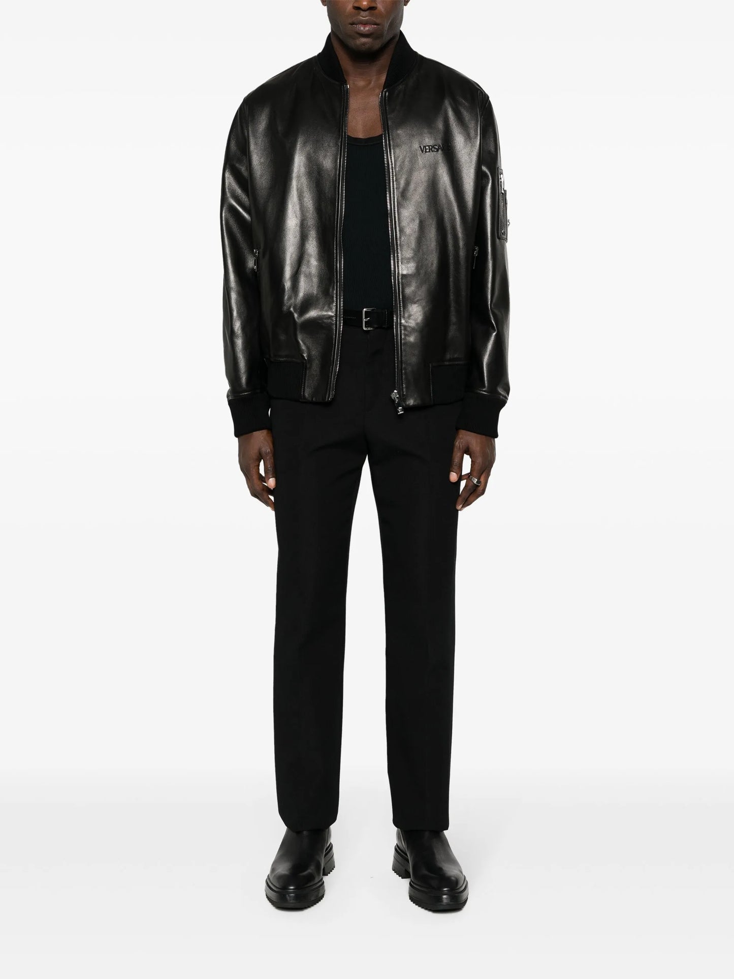 leather bomber jacket