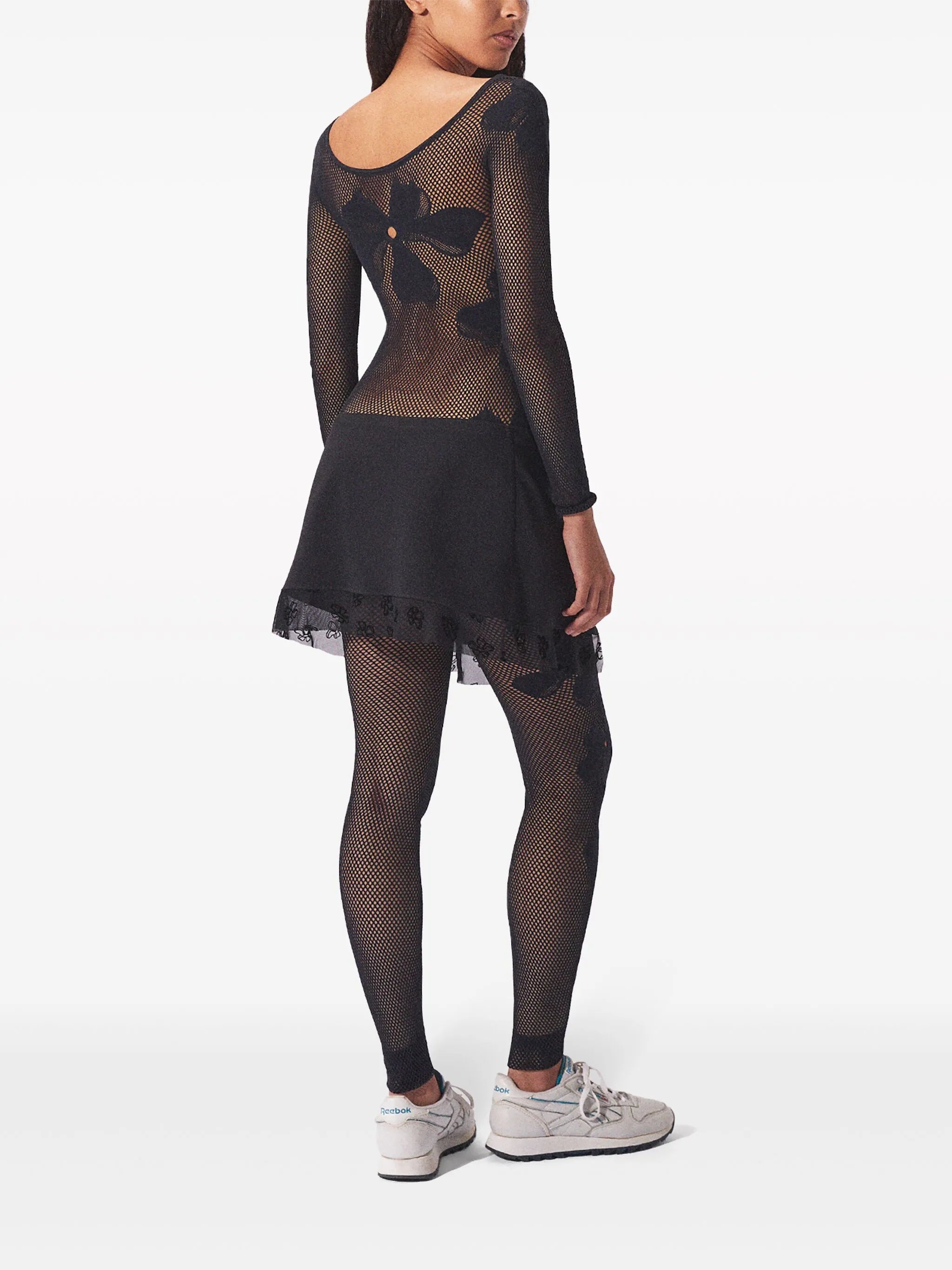 monogram-pattern semi-sheer jumpsuit