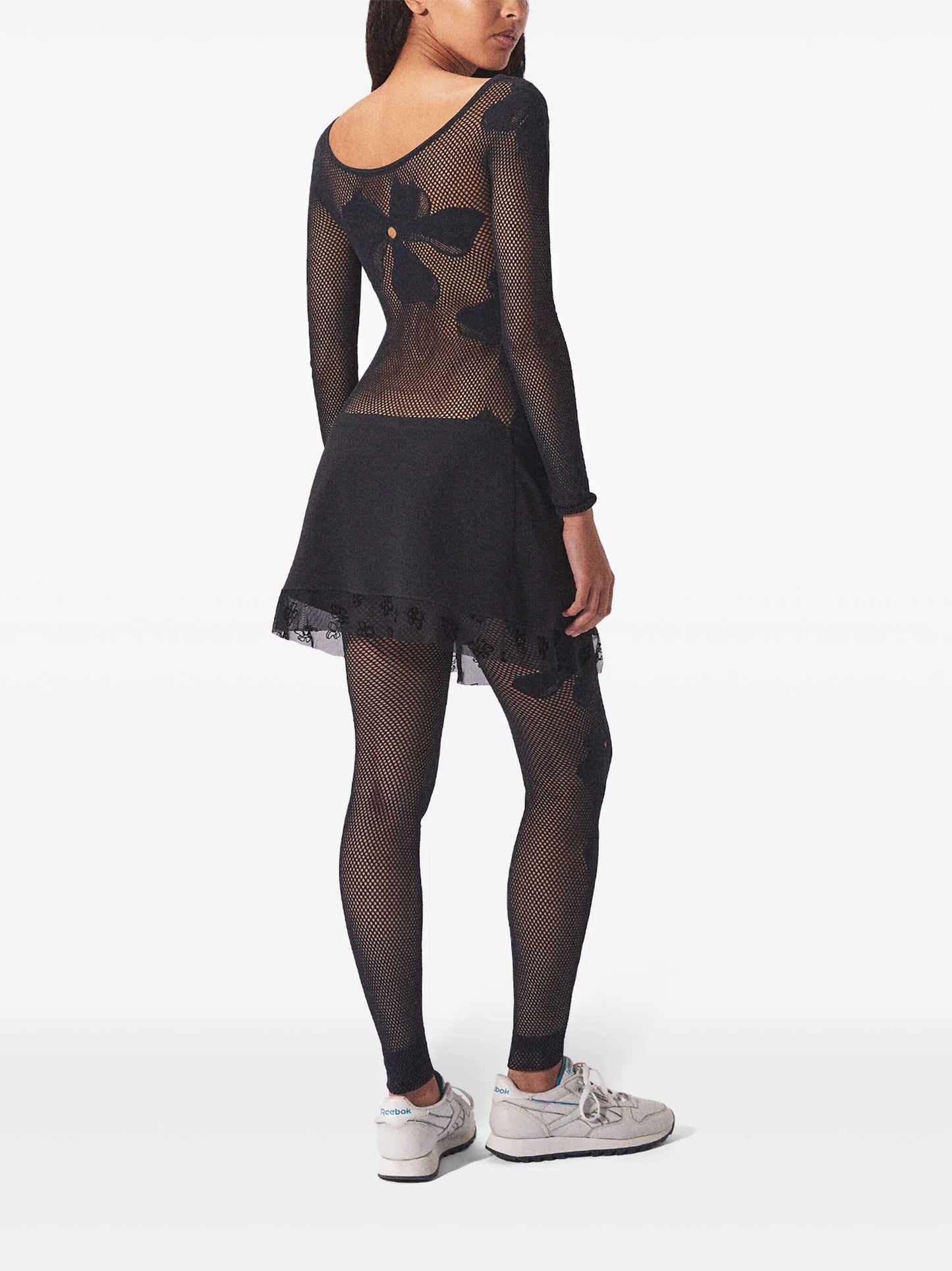 monogram-pattern semi-sheer jumpsuit