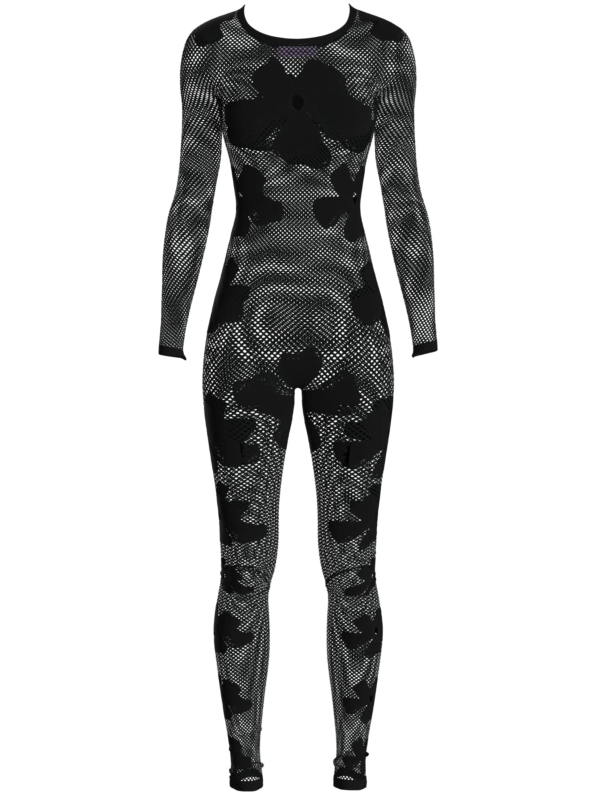 monogram-pattern semi-sheer jumpsuit