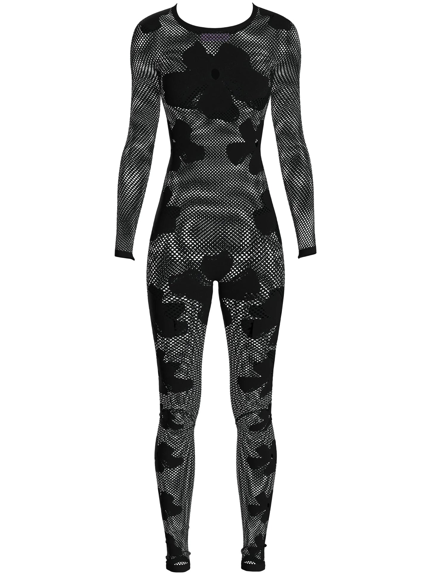 monogram-pattern semi-sheer jumpsuit