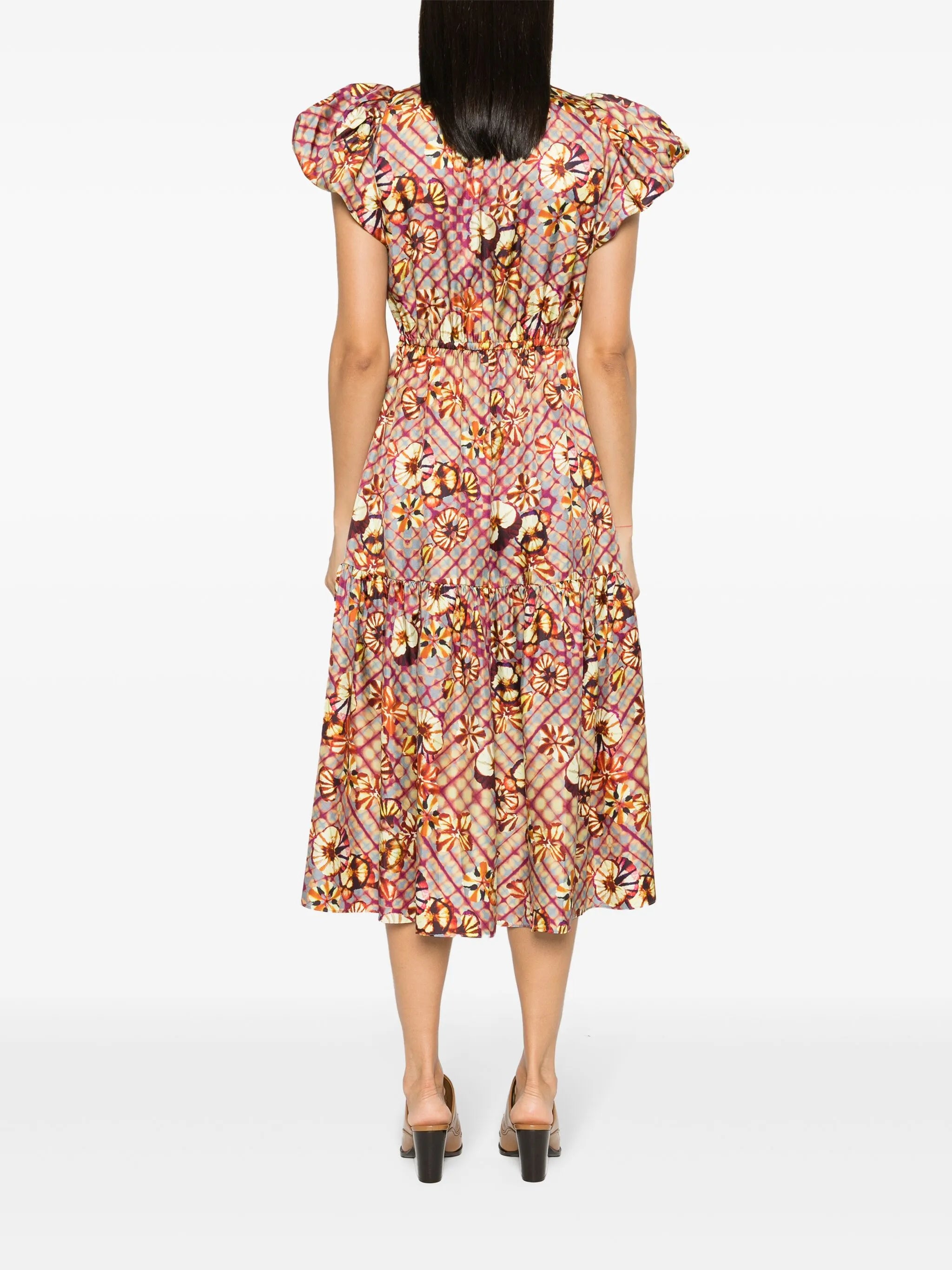 floral-print silk dress