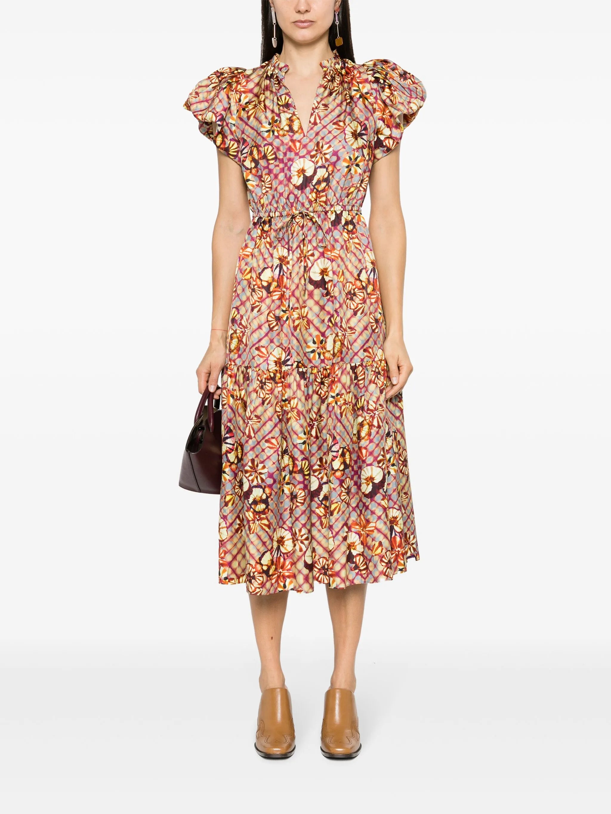 floral-print silk dress