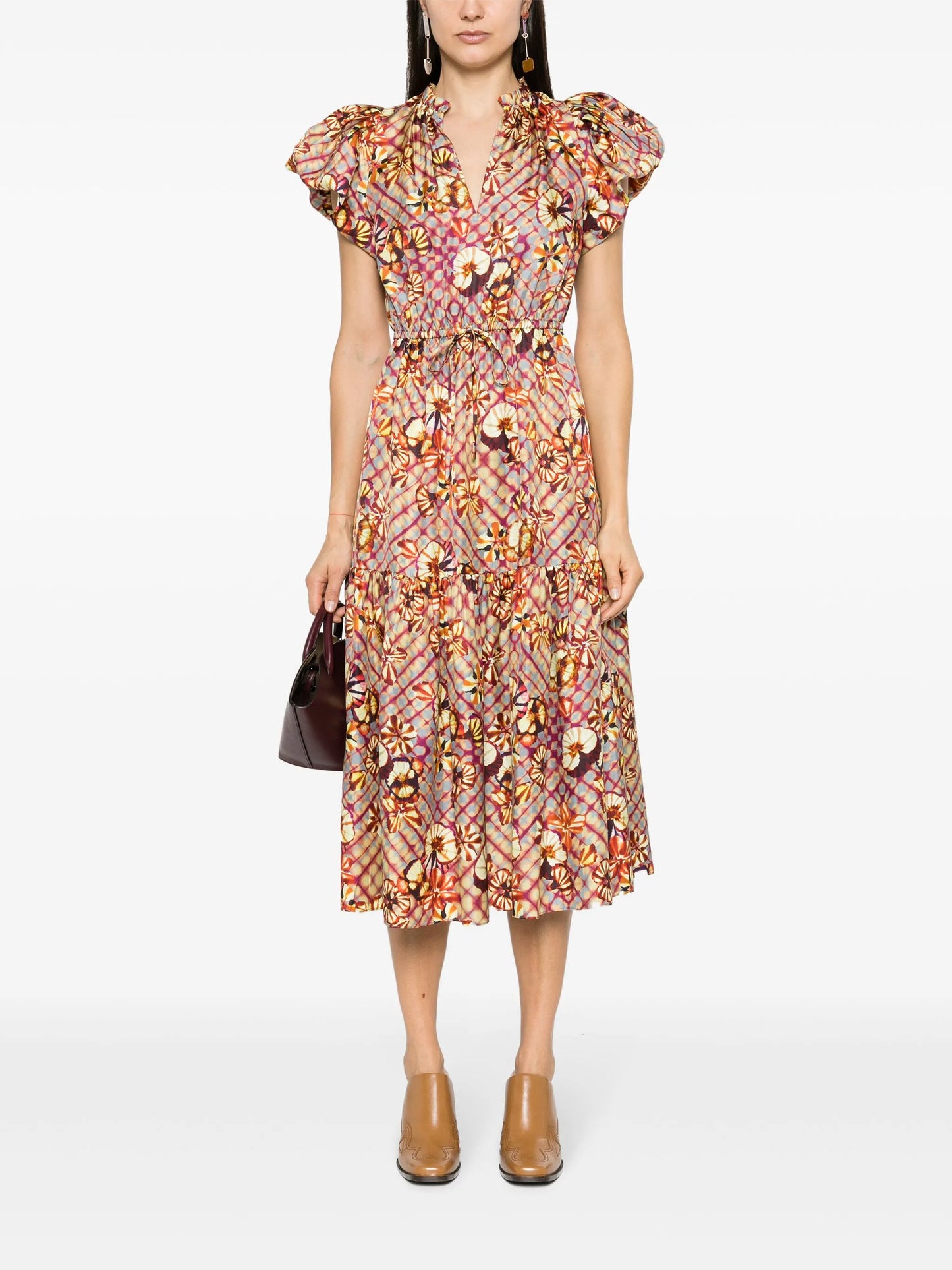 floral-print silk dress