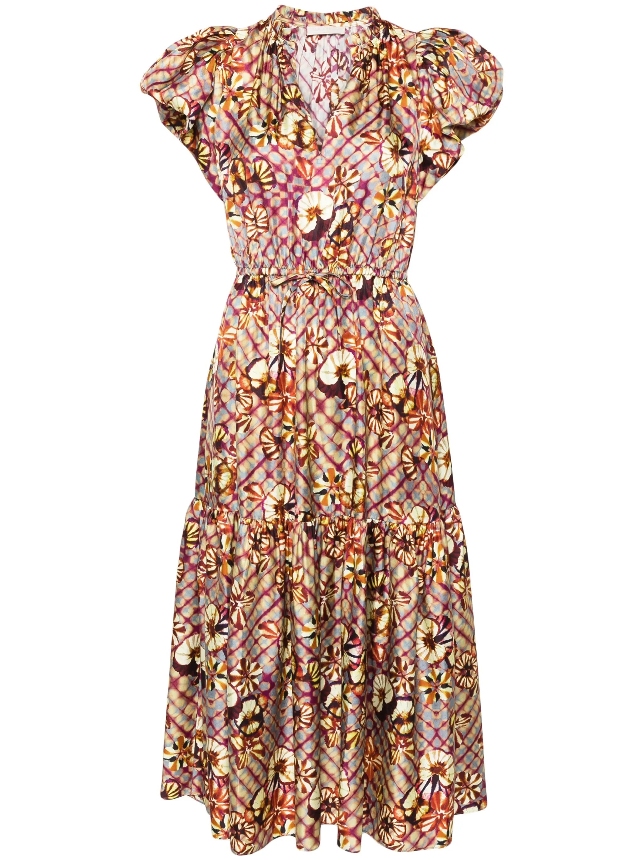 floral-print silk dress