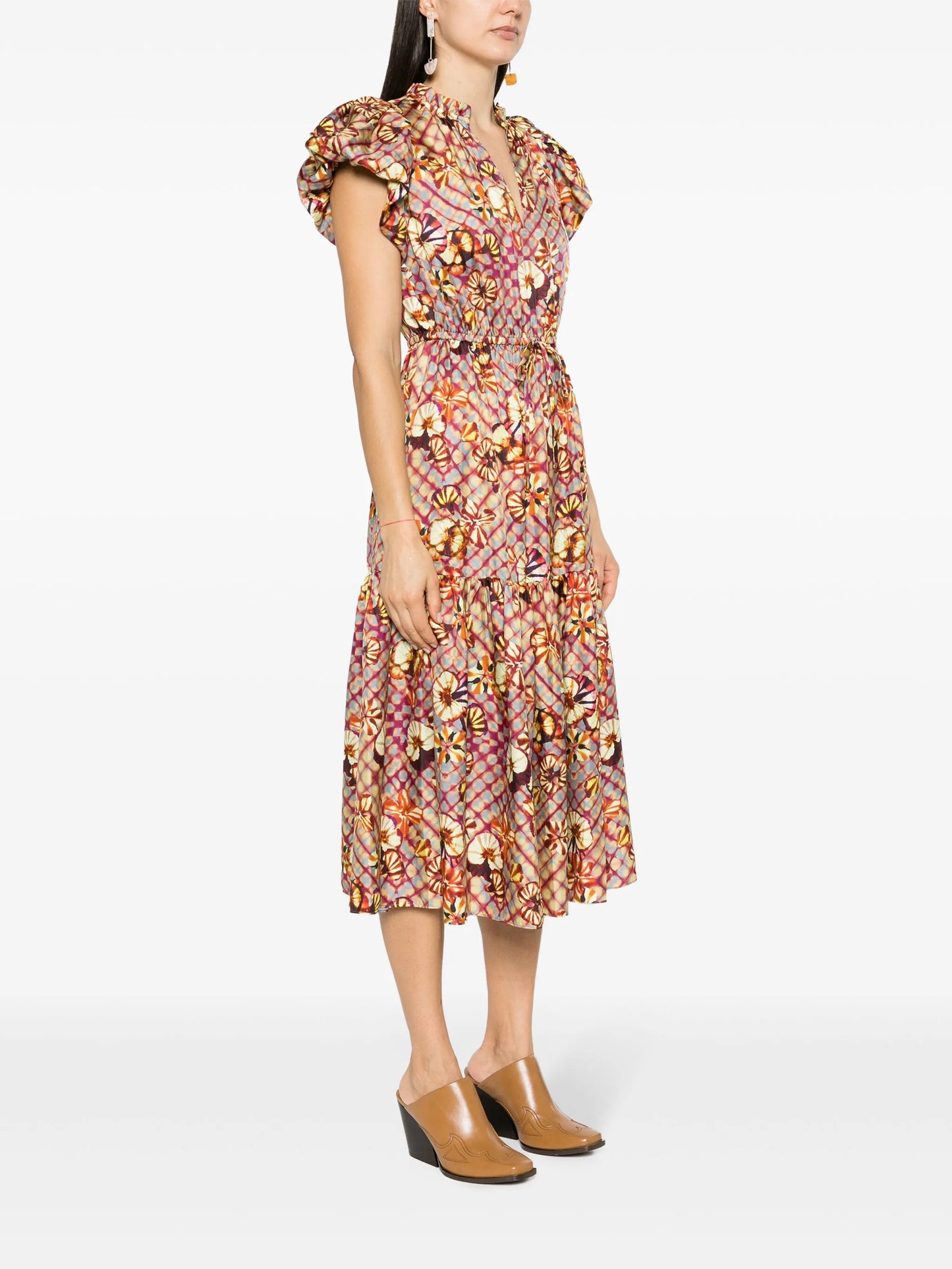 floral-print silk dress