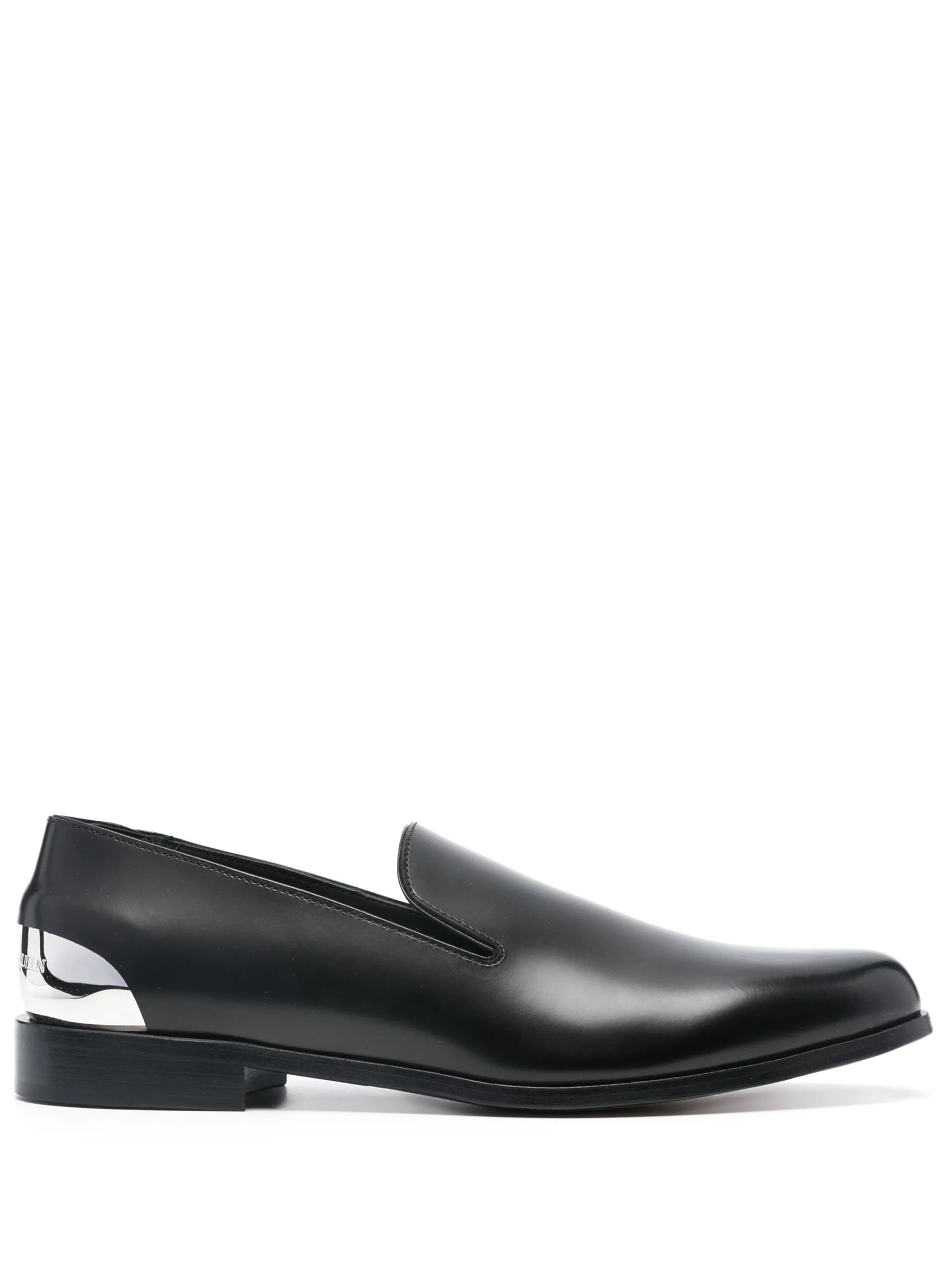 metal-heel leather loafers