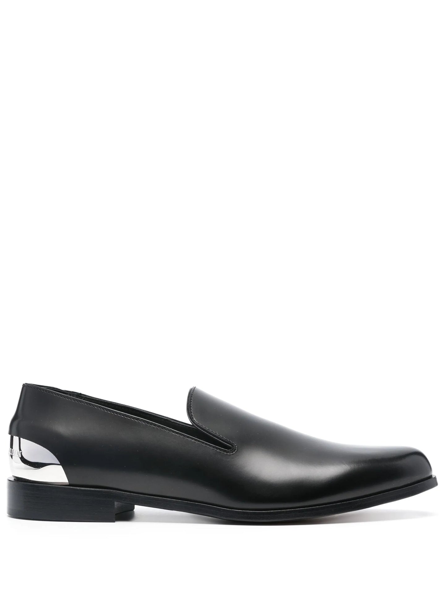 metal-heel leather loafers