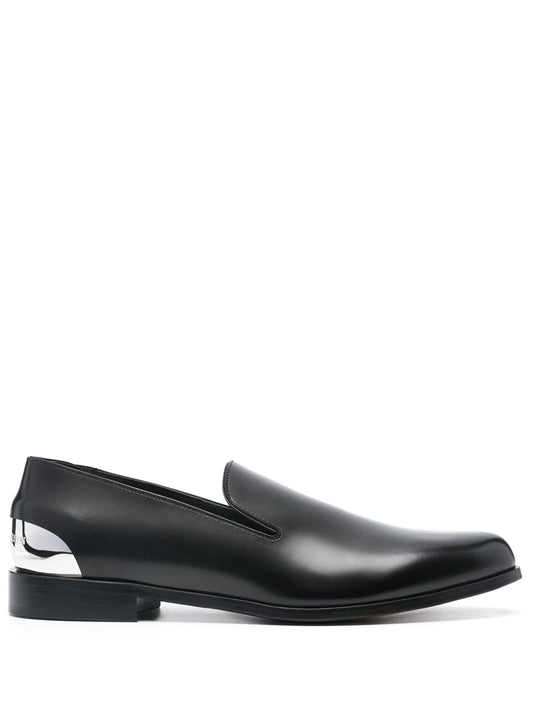 metal-heel leather loafers