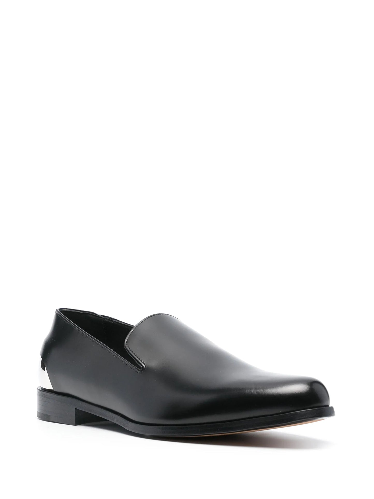 metal-heel leather loafers
