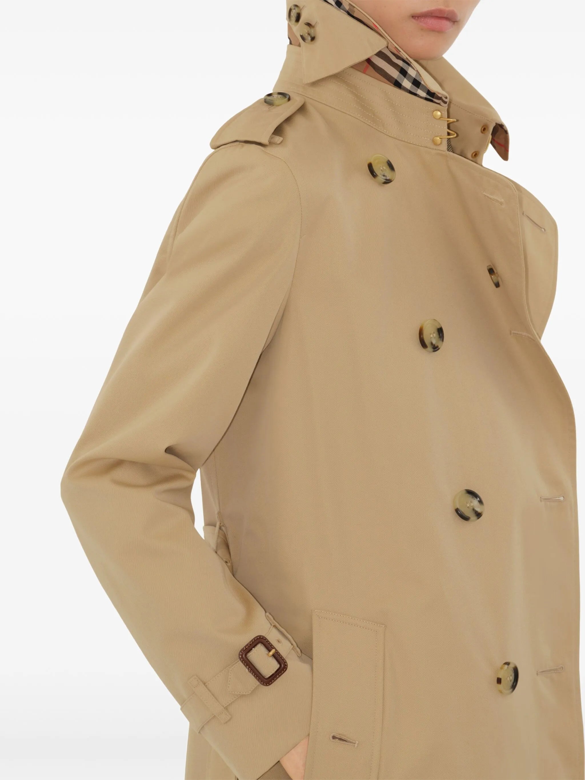 double-breasted cotton trench coat