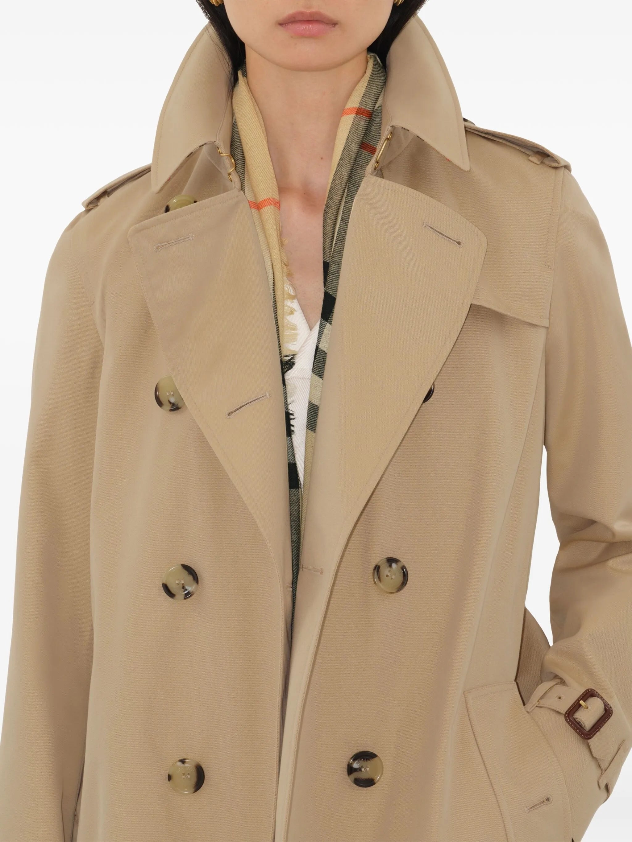 double-breasted cotton trench coat