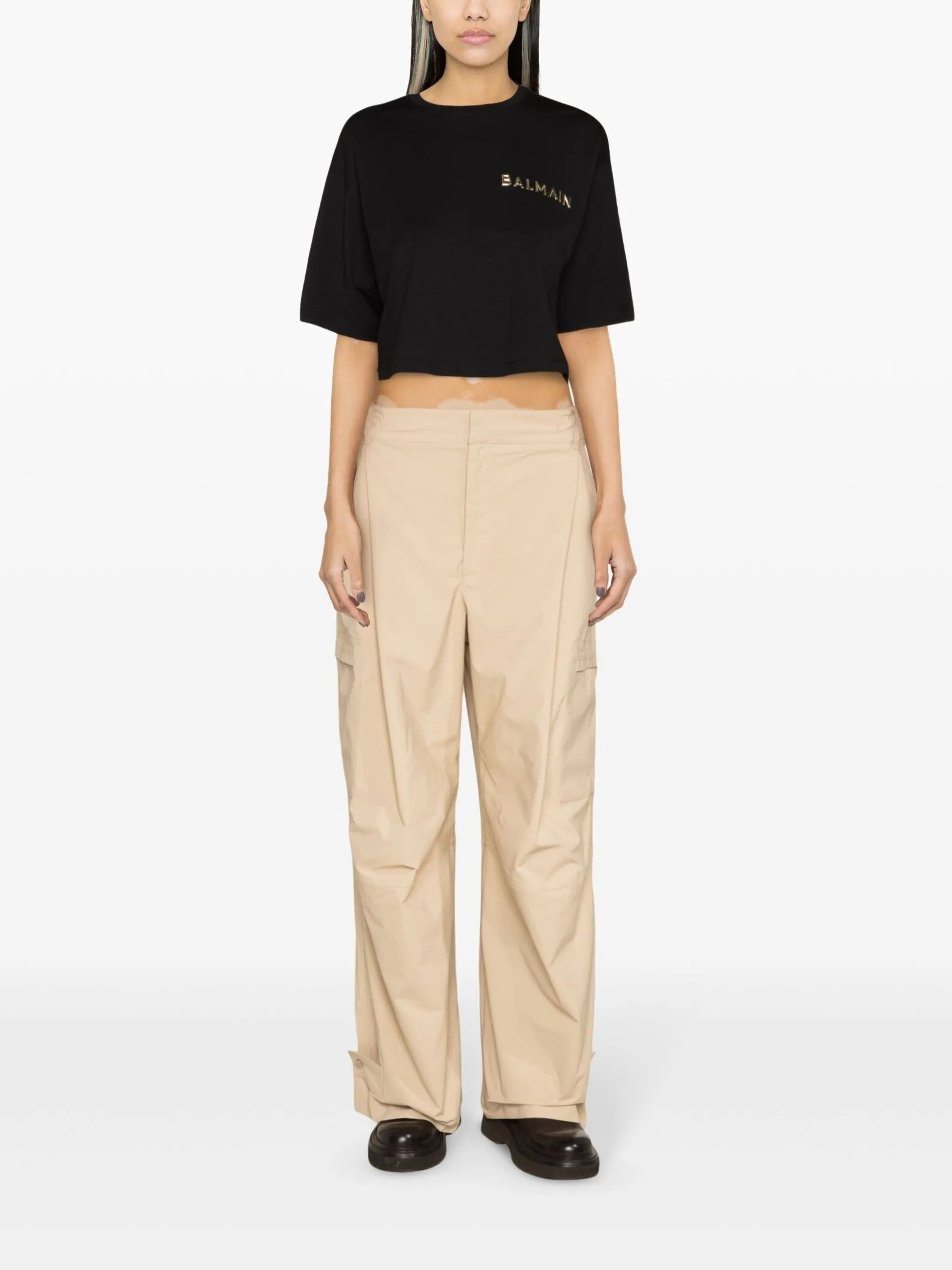 logo-appliqué cropped T-shirt