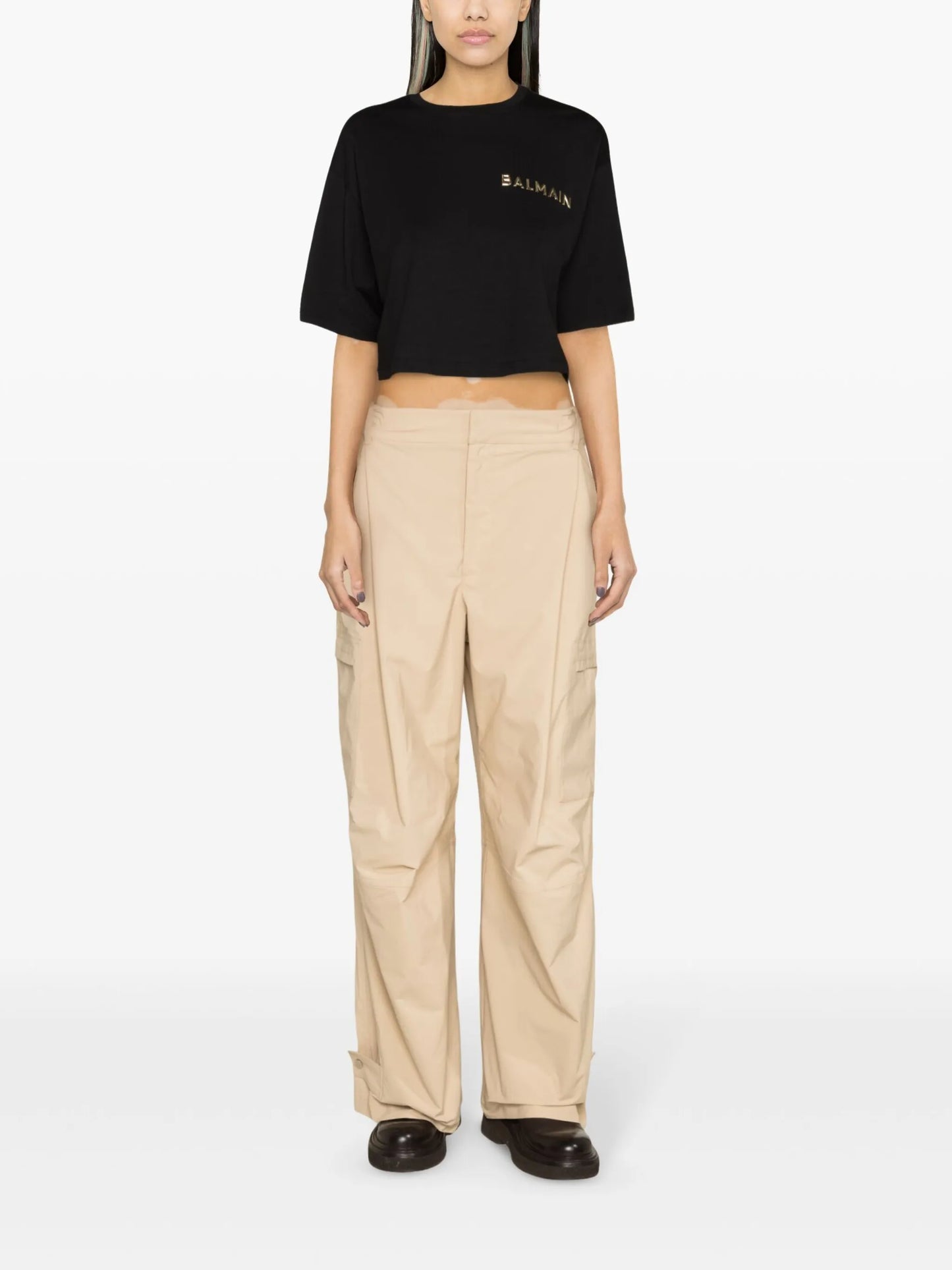 logo-appliqué cropped T-shirt