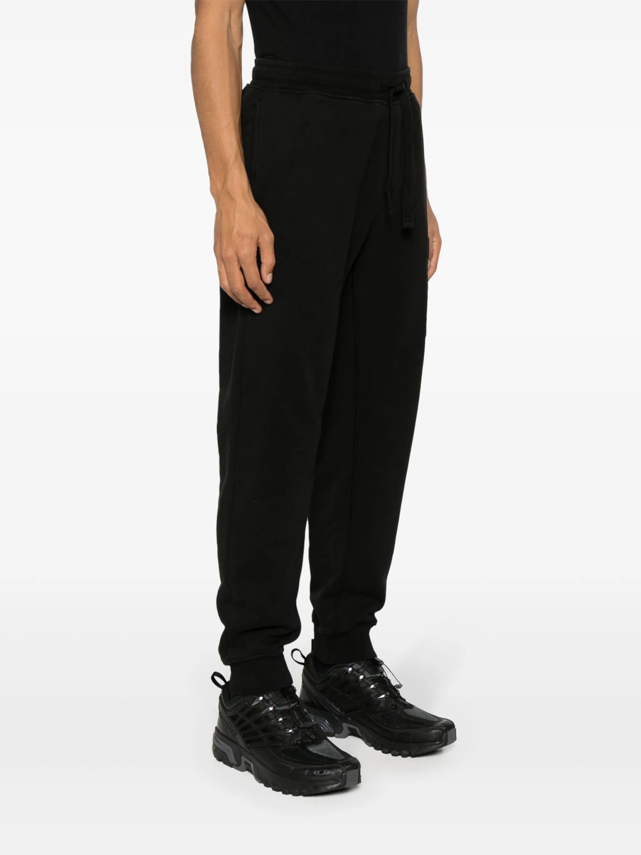 Compass-appliqué cotton track pants