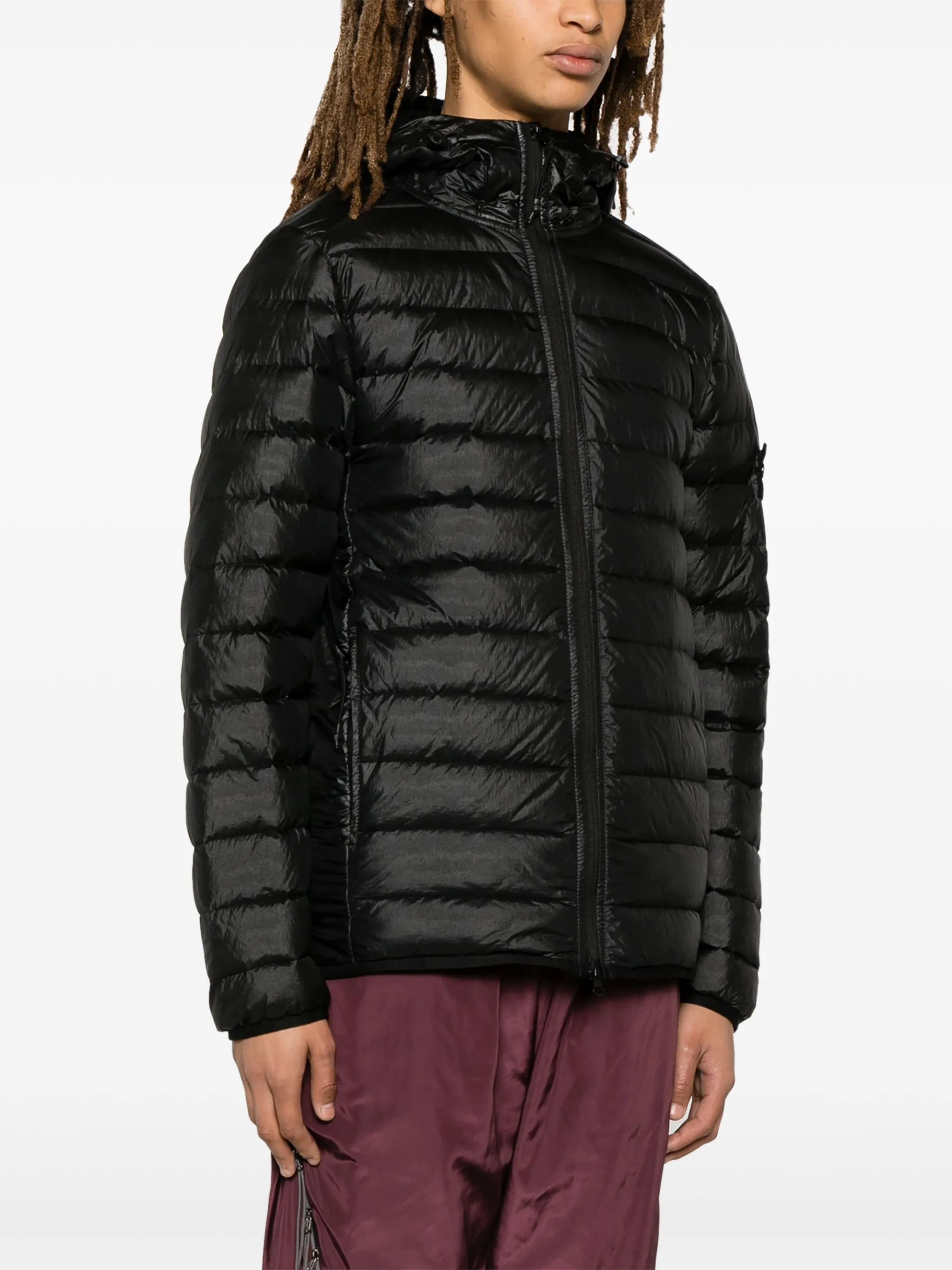 Compass-patch puffed jacket
