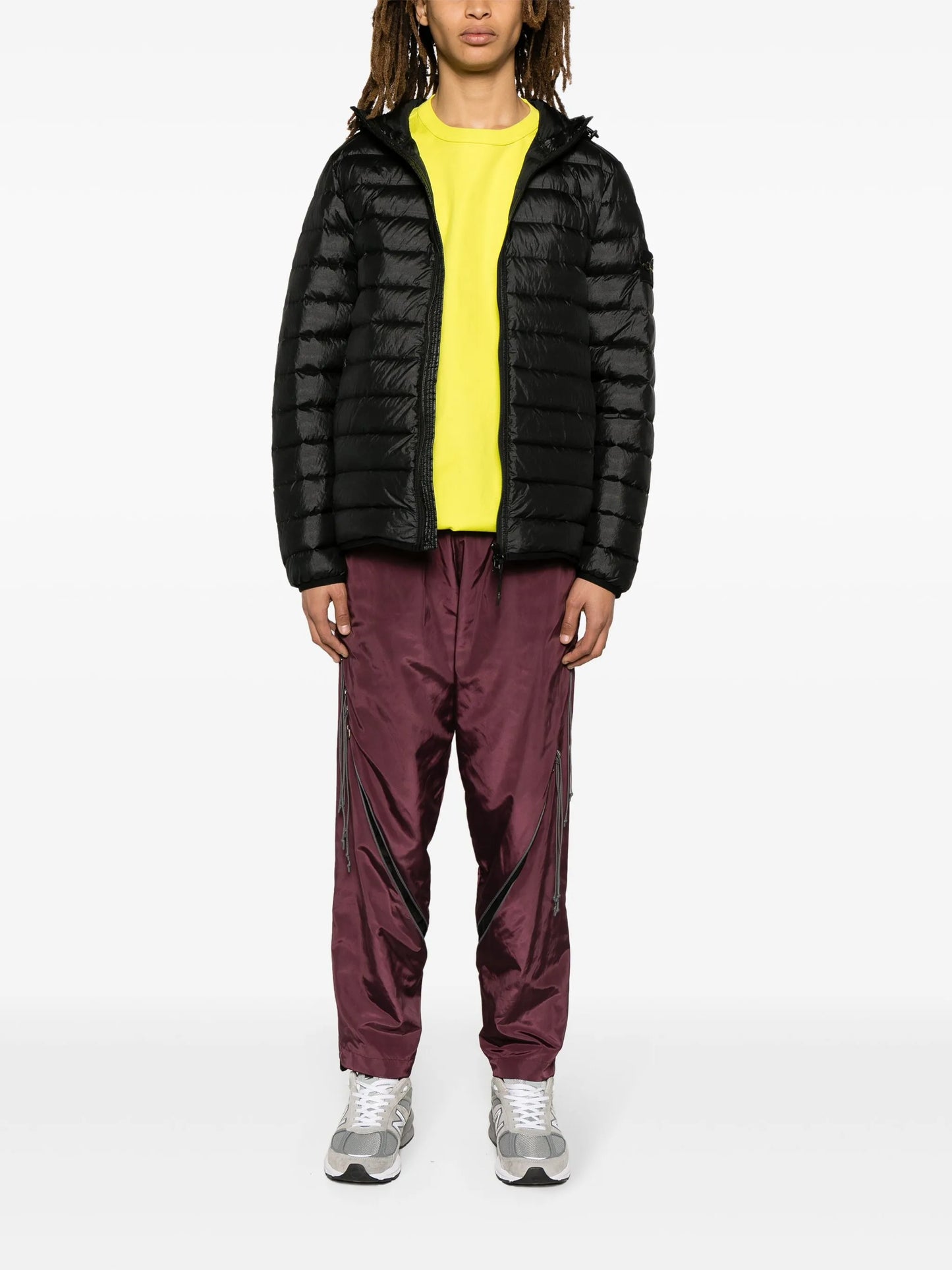 Compass-patch puffed jacket
