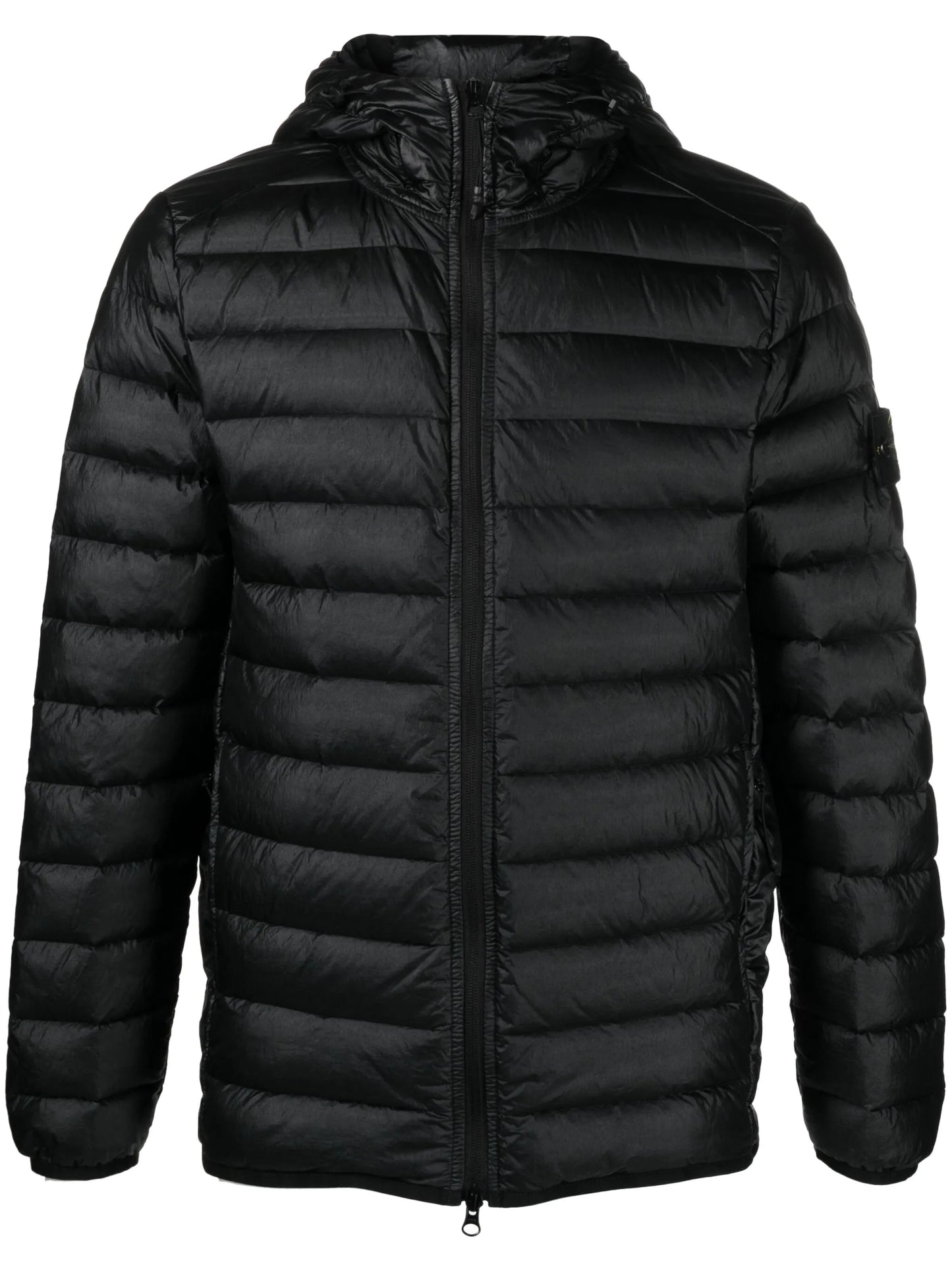 Compass-patch puffed jacket