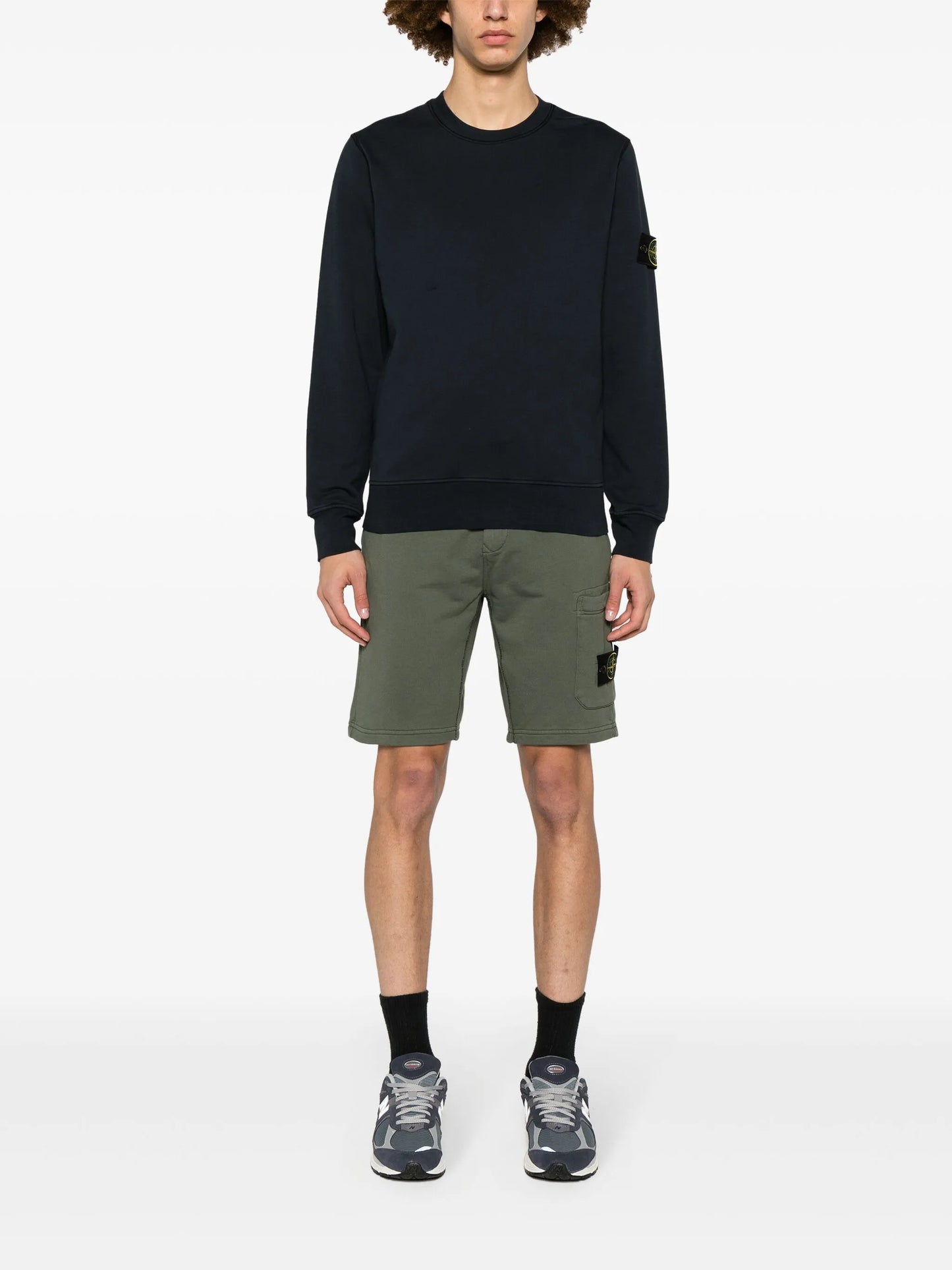 Compass-appliqué cotton shorts