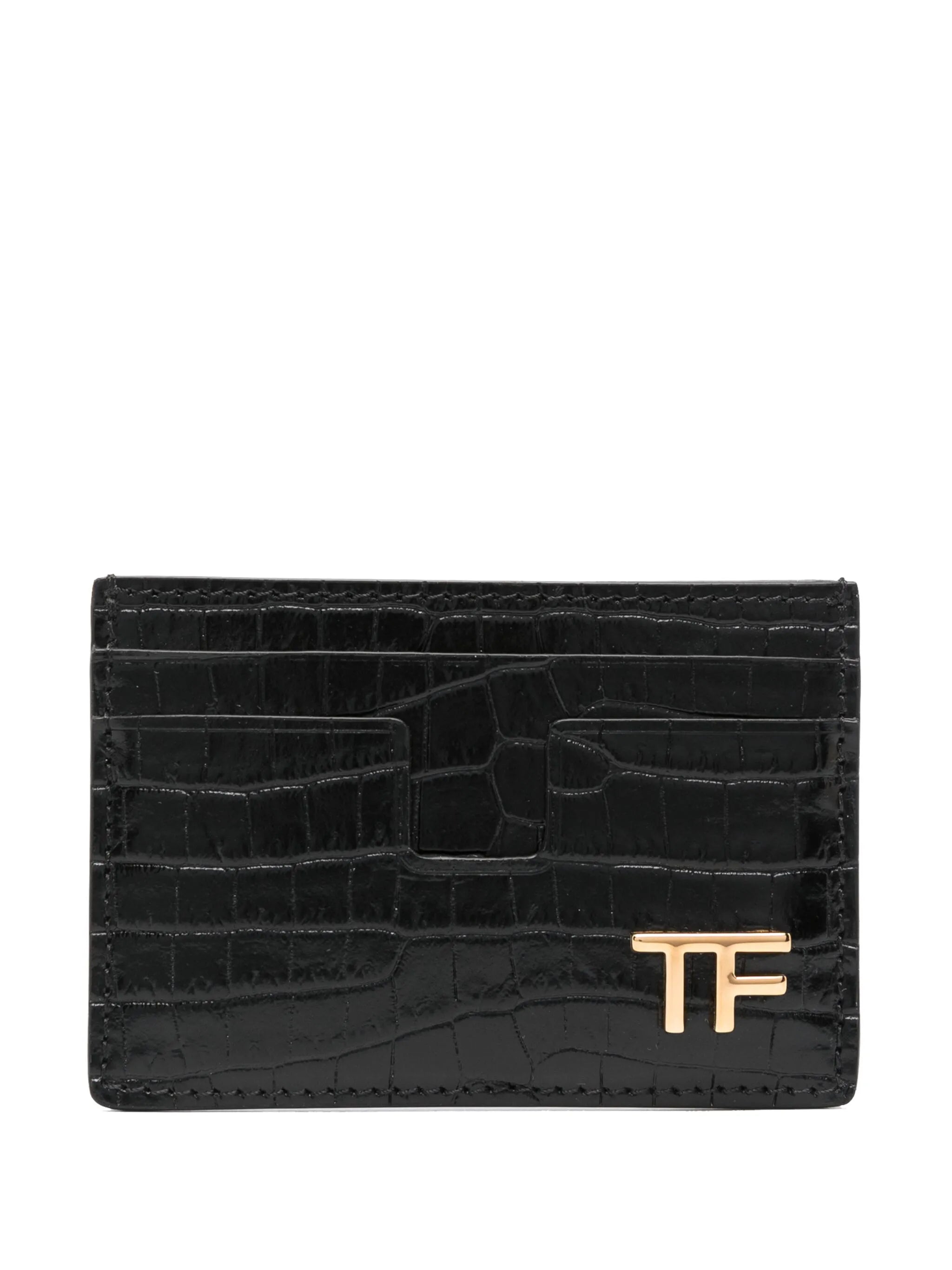 logo-plaque leather cardholder
