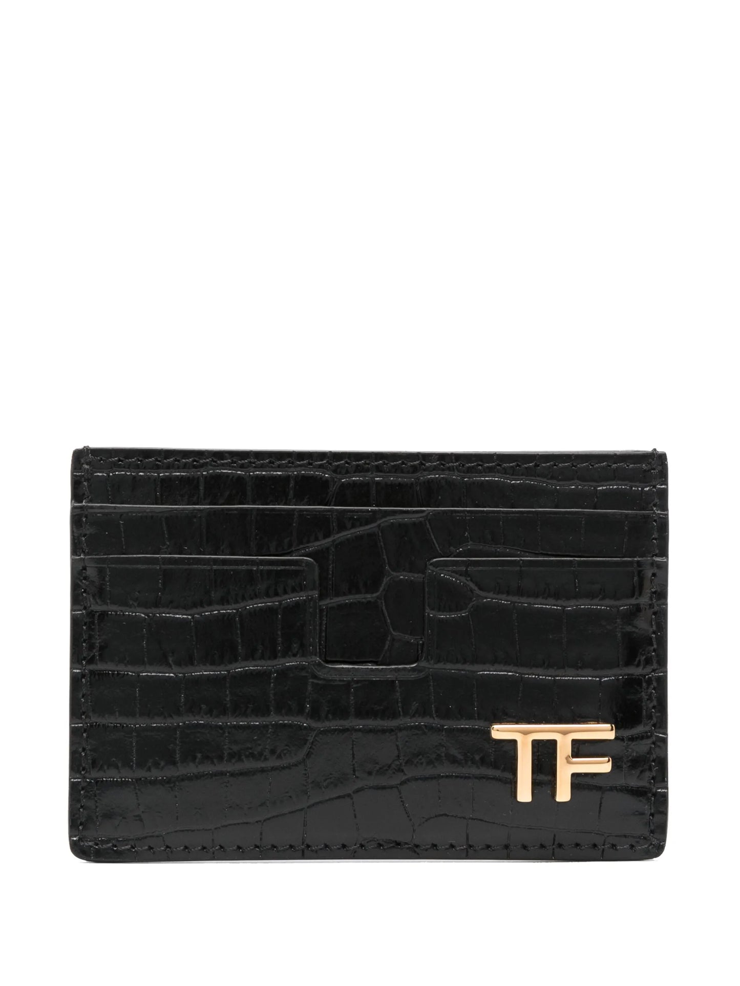 logo-plaque leather cardholder