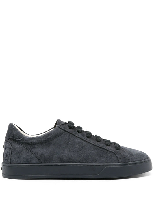 logo-embossed suede sneakers