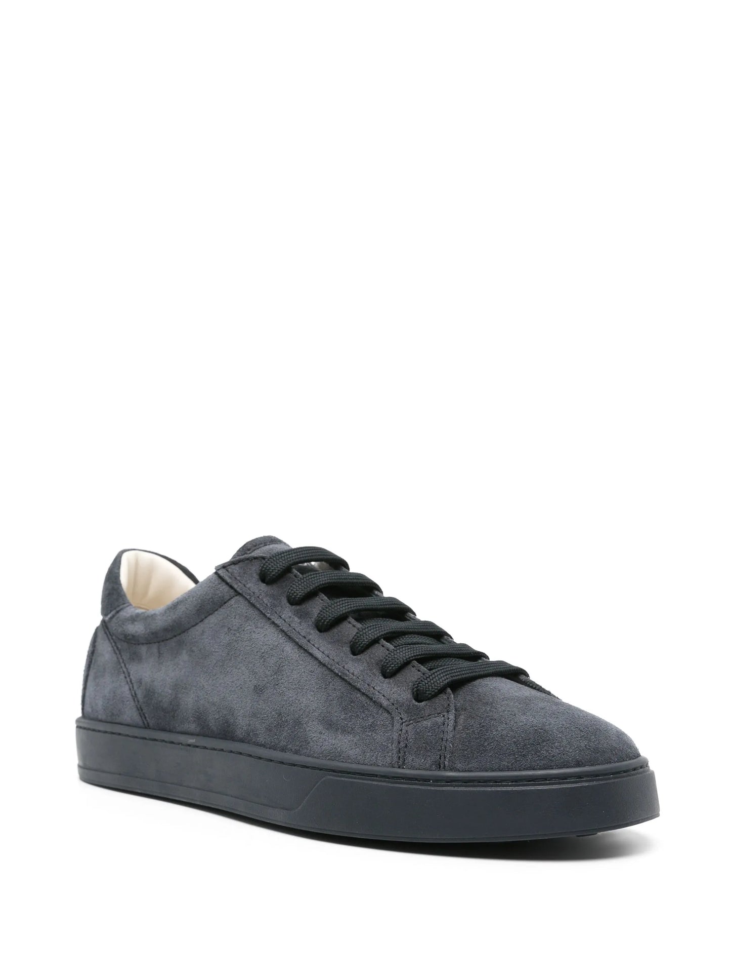 logo-embossed suede sneakers