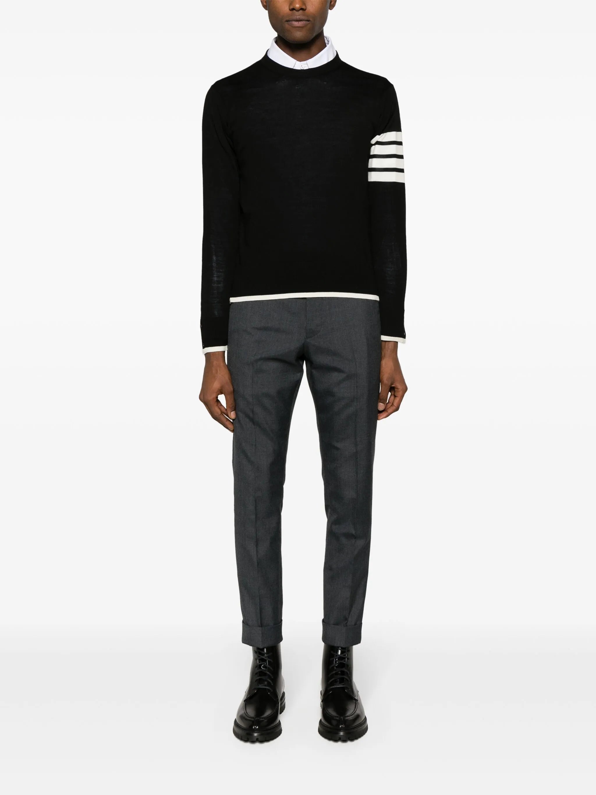 4-Bar stripe virgin wool jumper