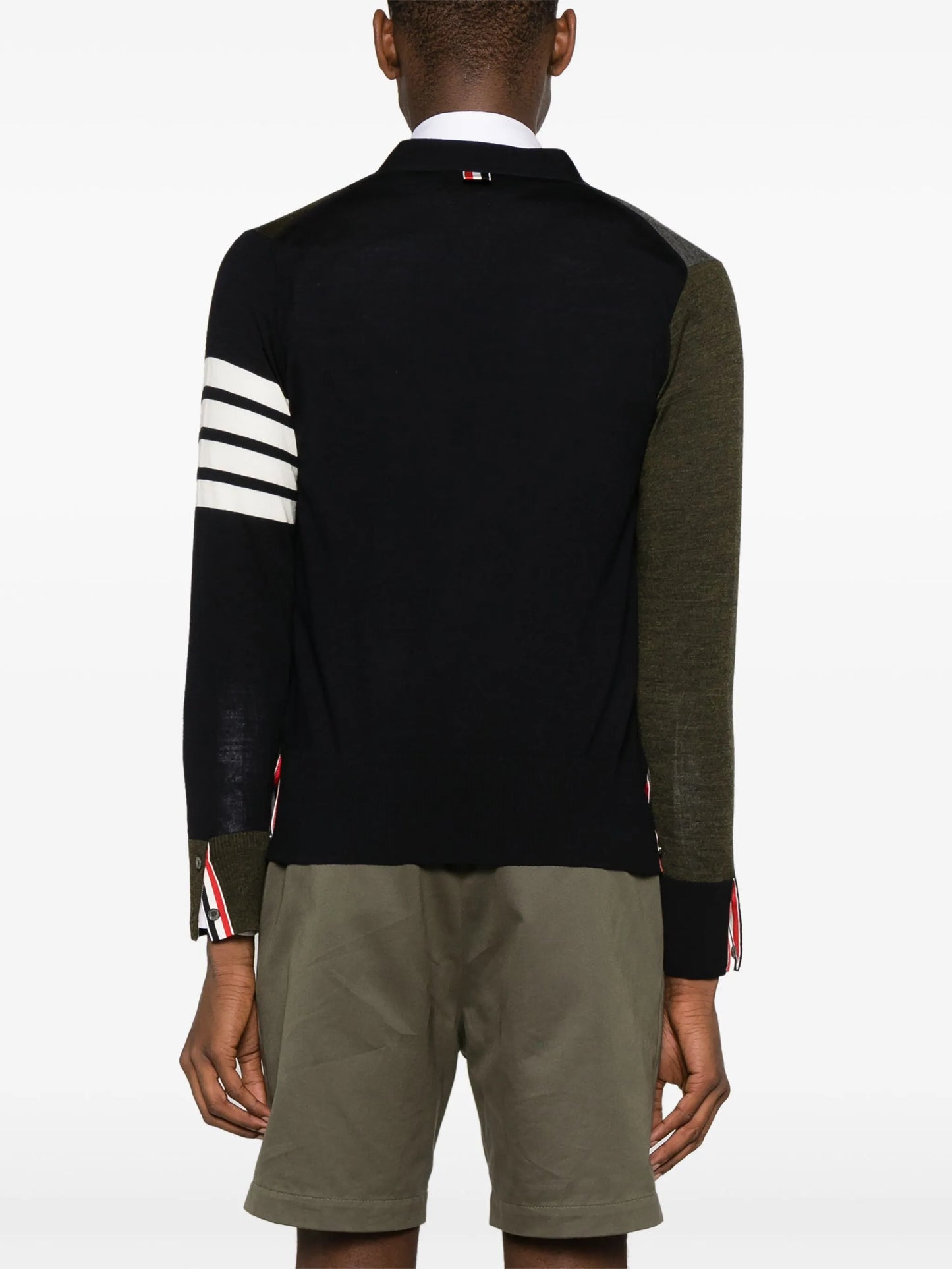 colour-block virgin wool cardigan