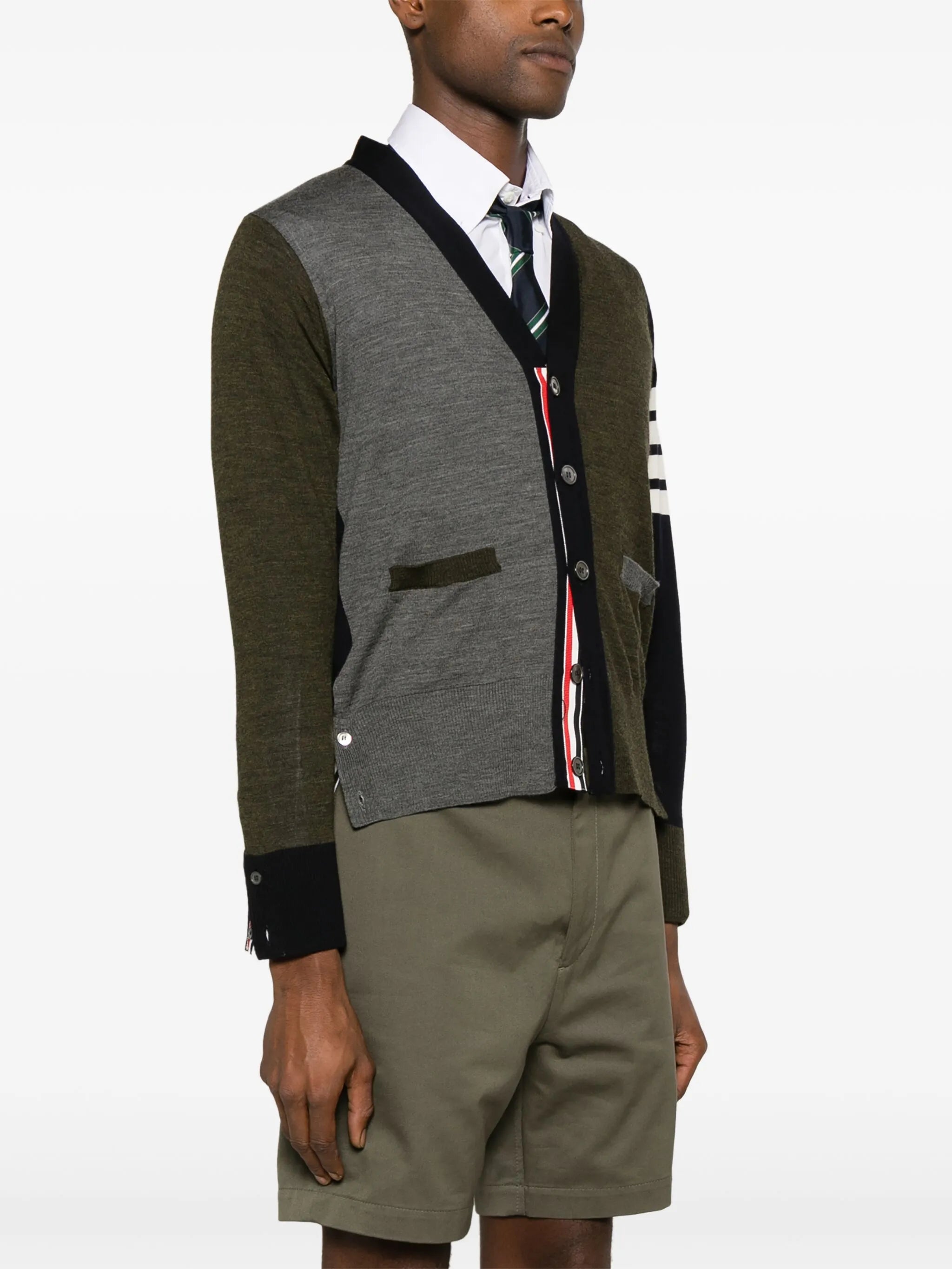 colour-block virgin wool cardigan