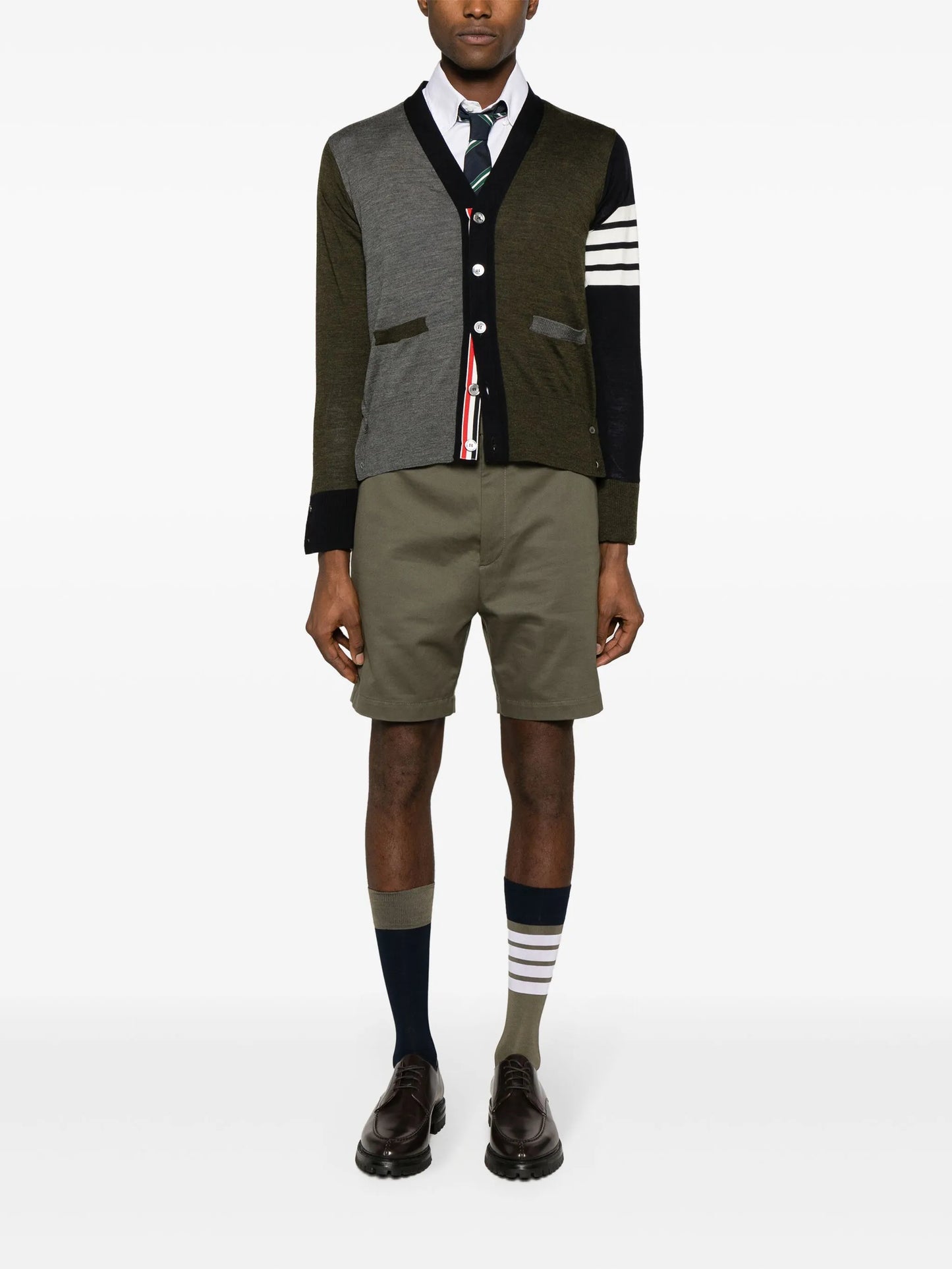 colour-block virgin wool cardigan