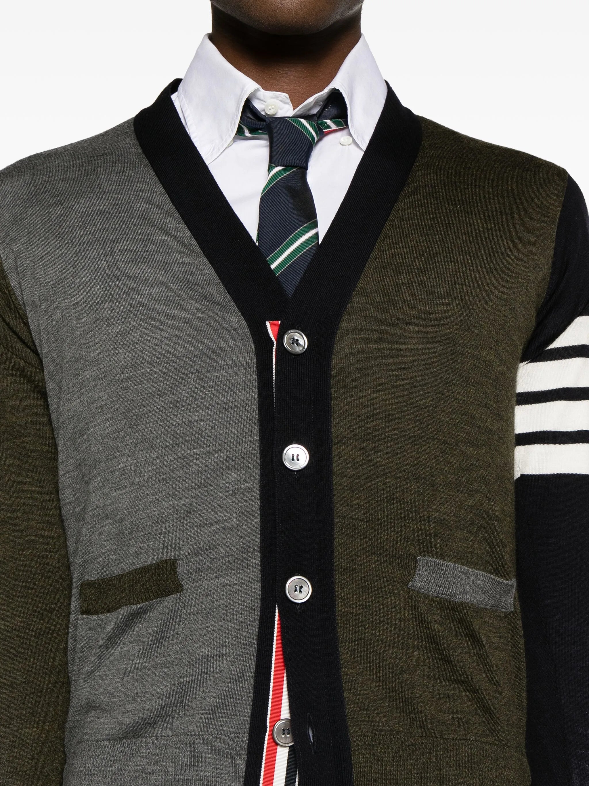 colour-block virgin wool cardigan