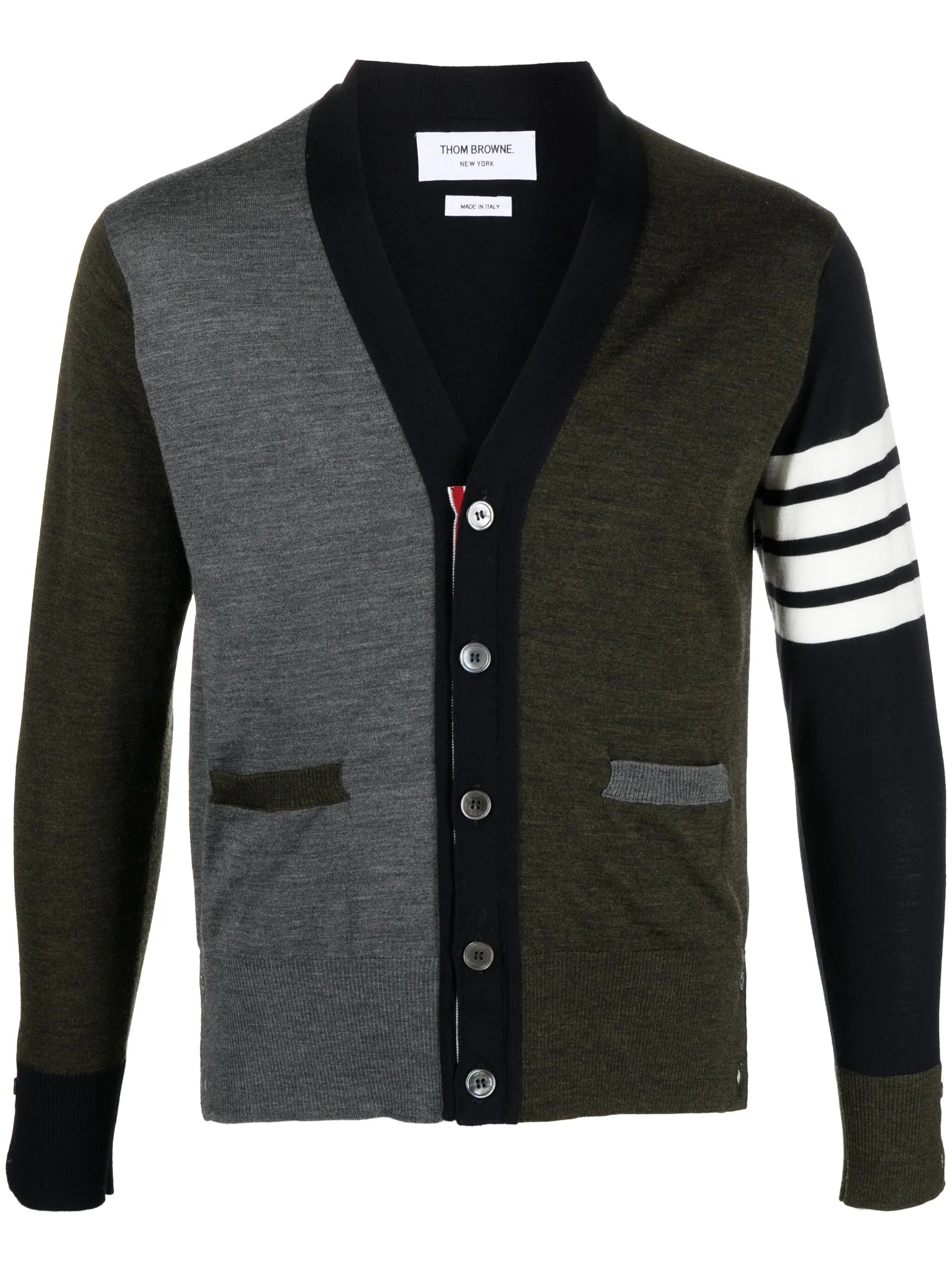 colour-block virgin wool cardigan