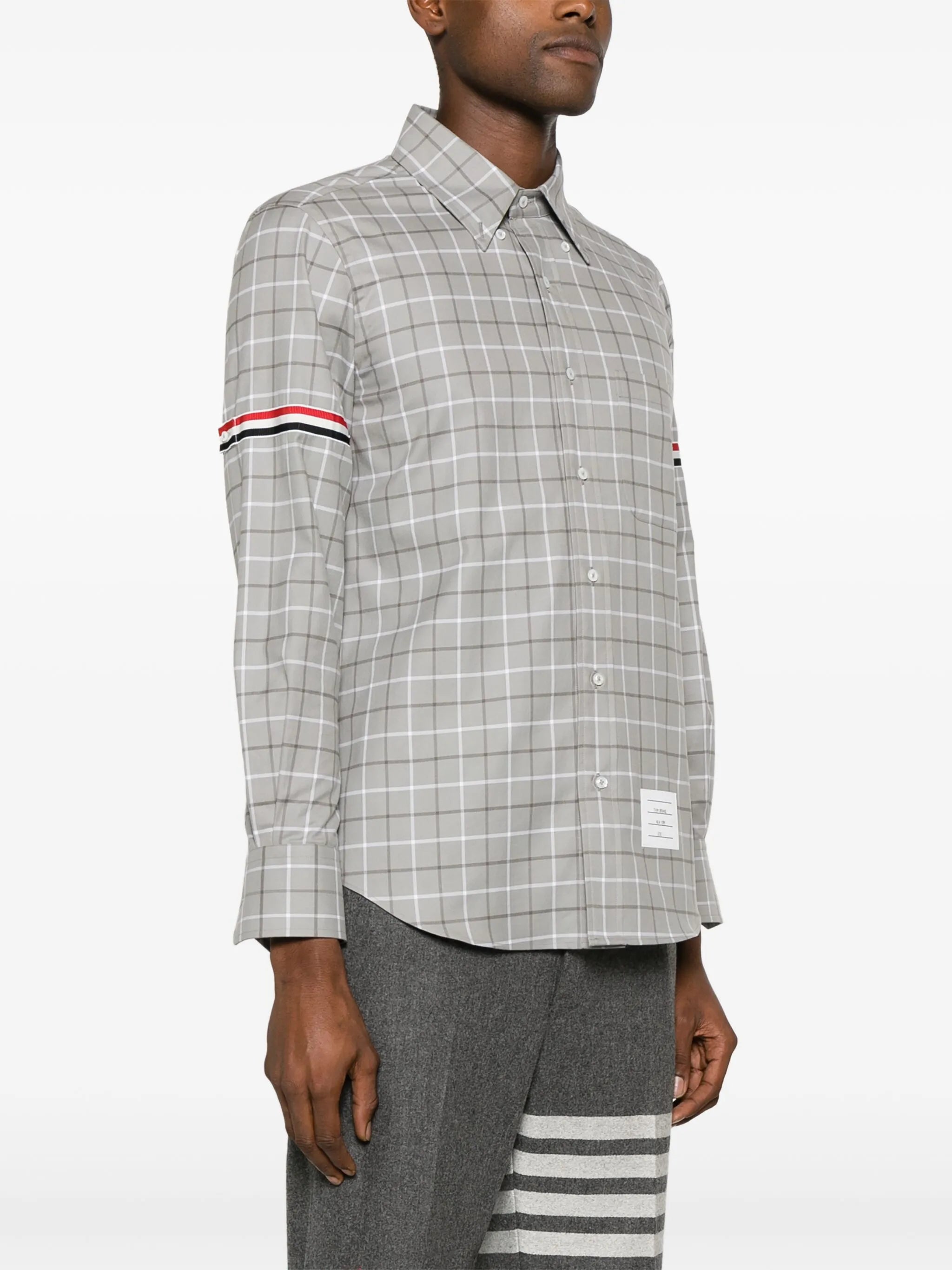 tattersall-checked cotton shirt