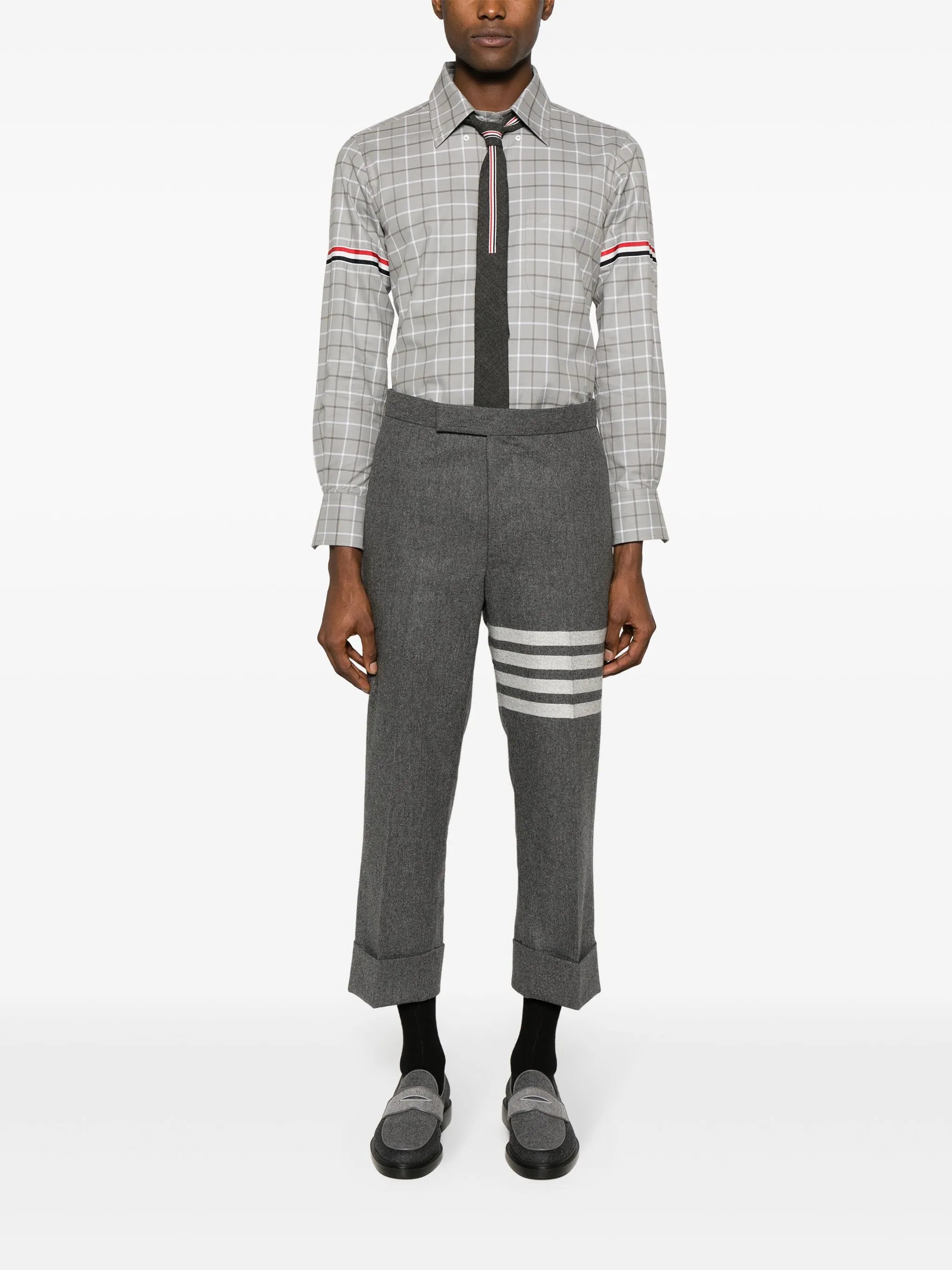 tattersall-checked cotton shirt