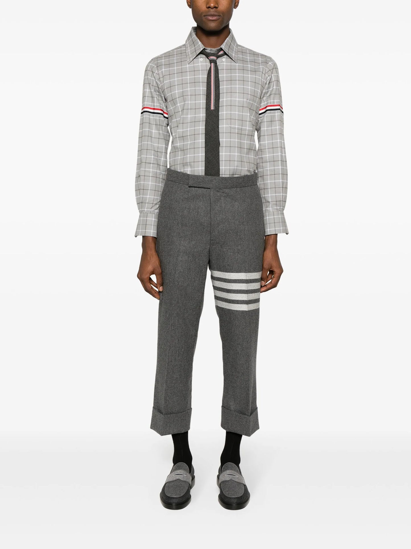 tattersall-checked cotton shirt